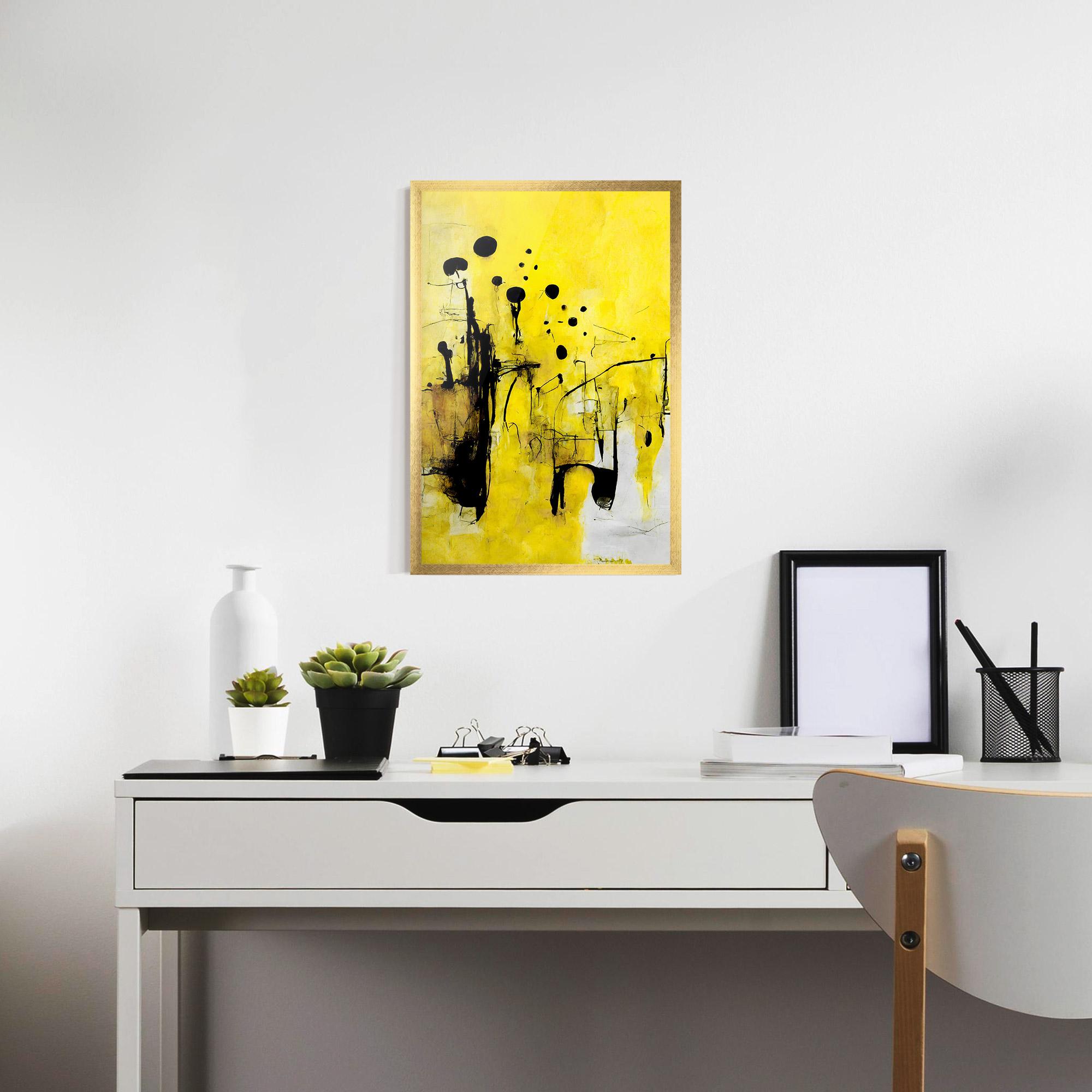 Gerahmte Poster Abstract Black Yellow mockup 7