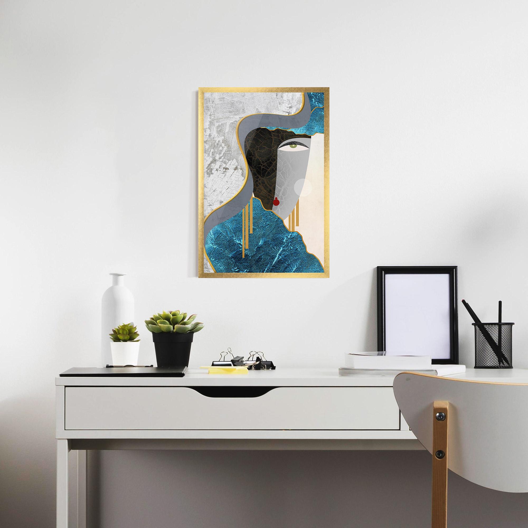 Gerahmte Poster Abstract Blue Face mockup 7