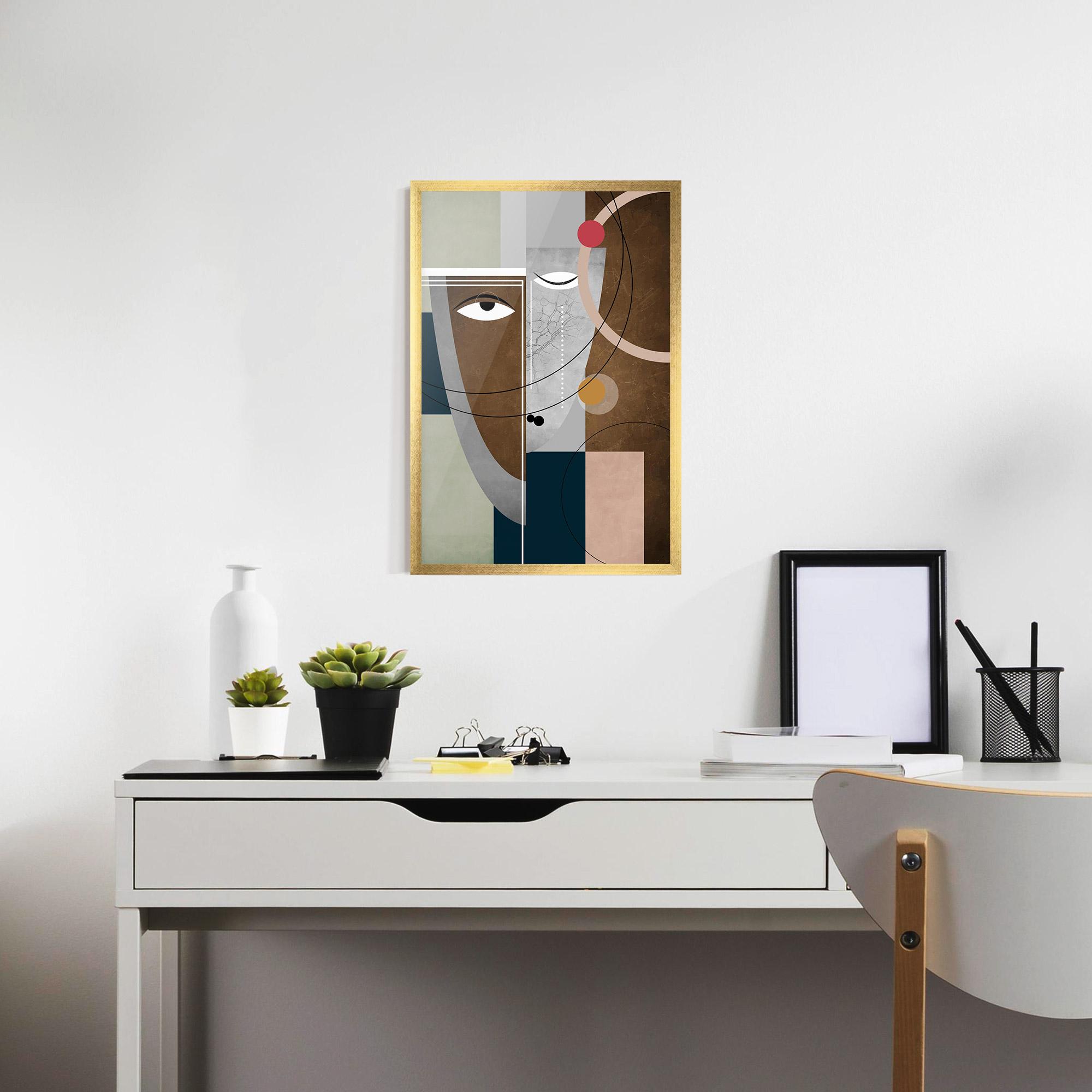 Gerahmte Poster Abstract Brown Face mockup 7