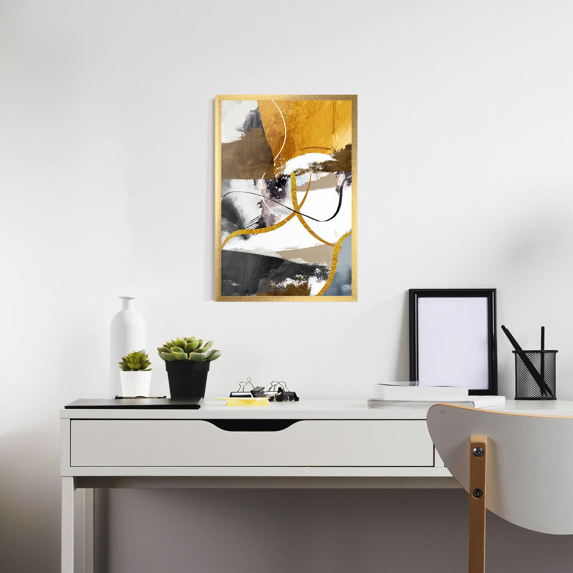 Gerahmte Poster Chaotic Golden Painting mockup 7