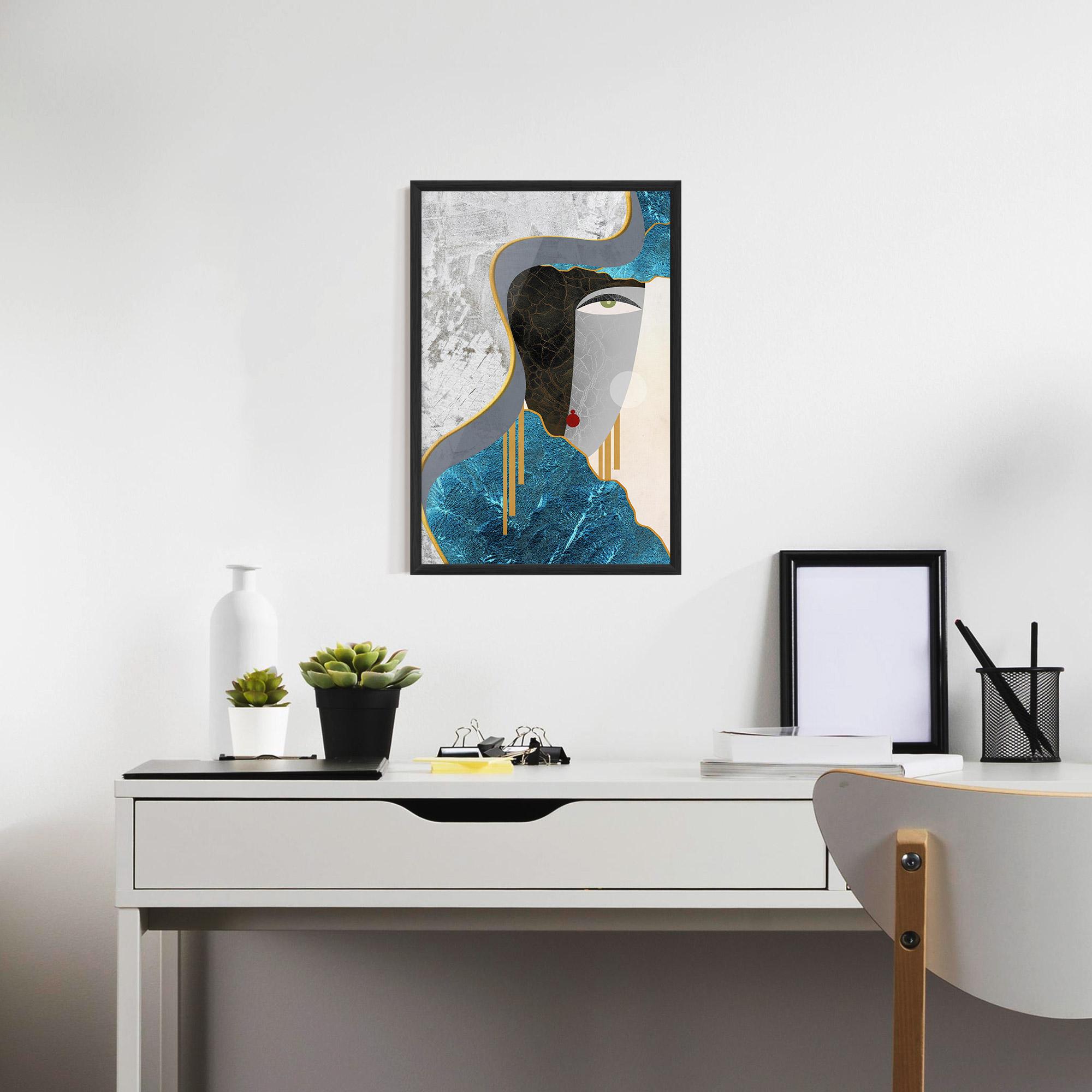 Gerahmte Poster Abstract Blue Face mockup 7