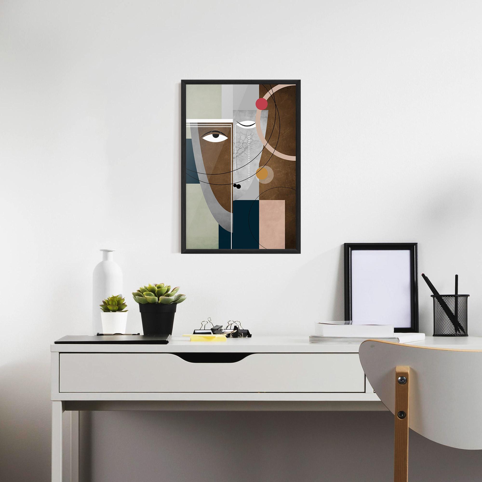 Gerahmte Poster Abstract Brown Face mockup 7