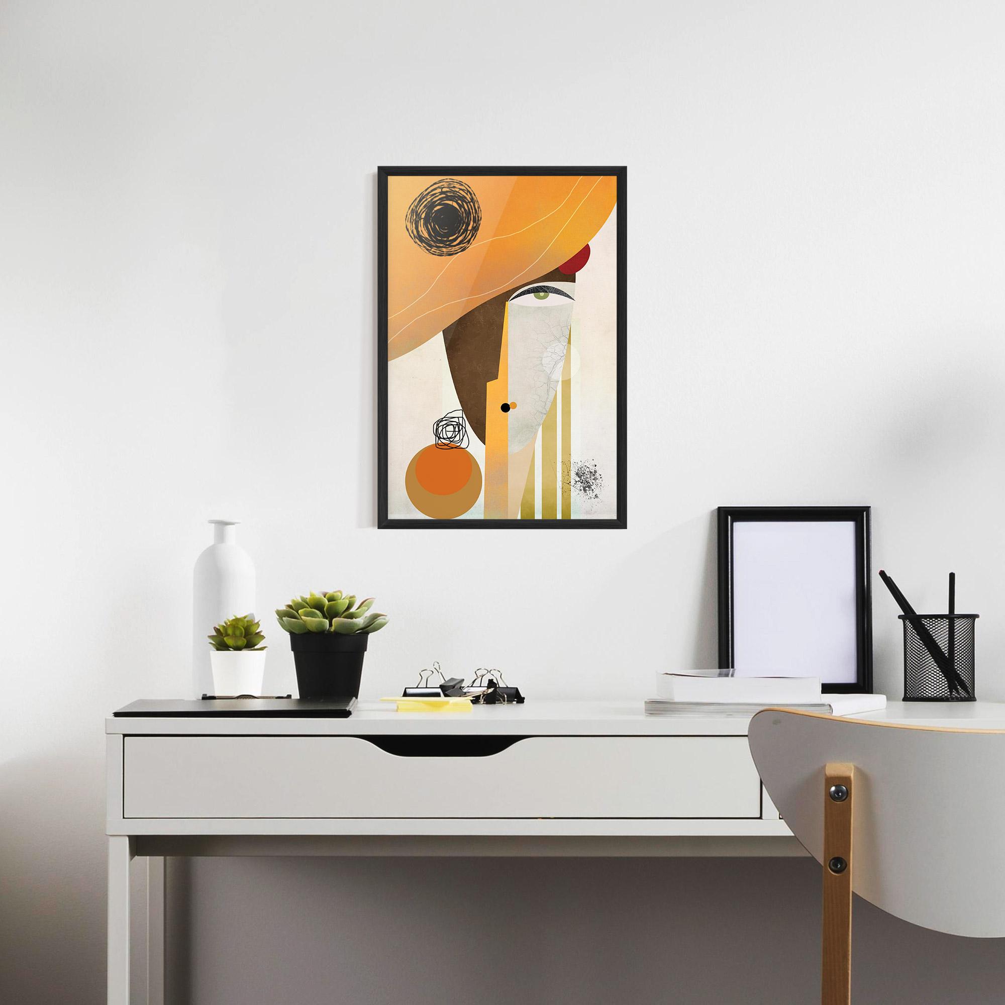 Gerahmte Poster Abstract Orange Face mockup 7