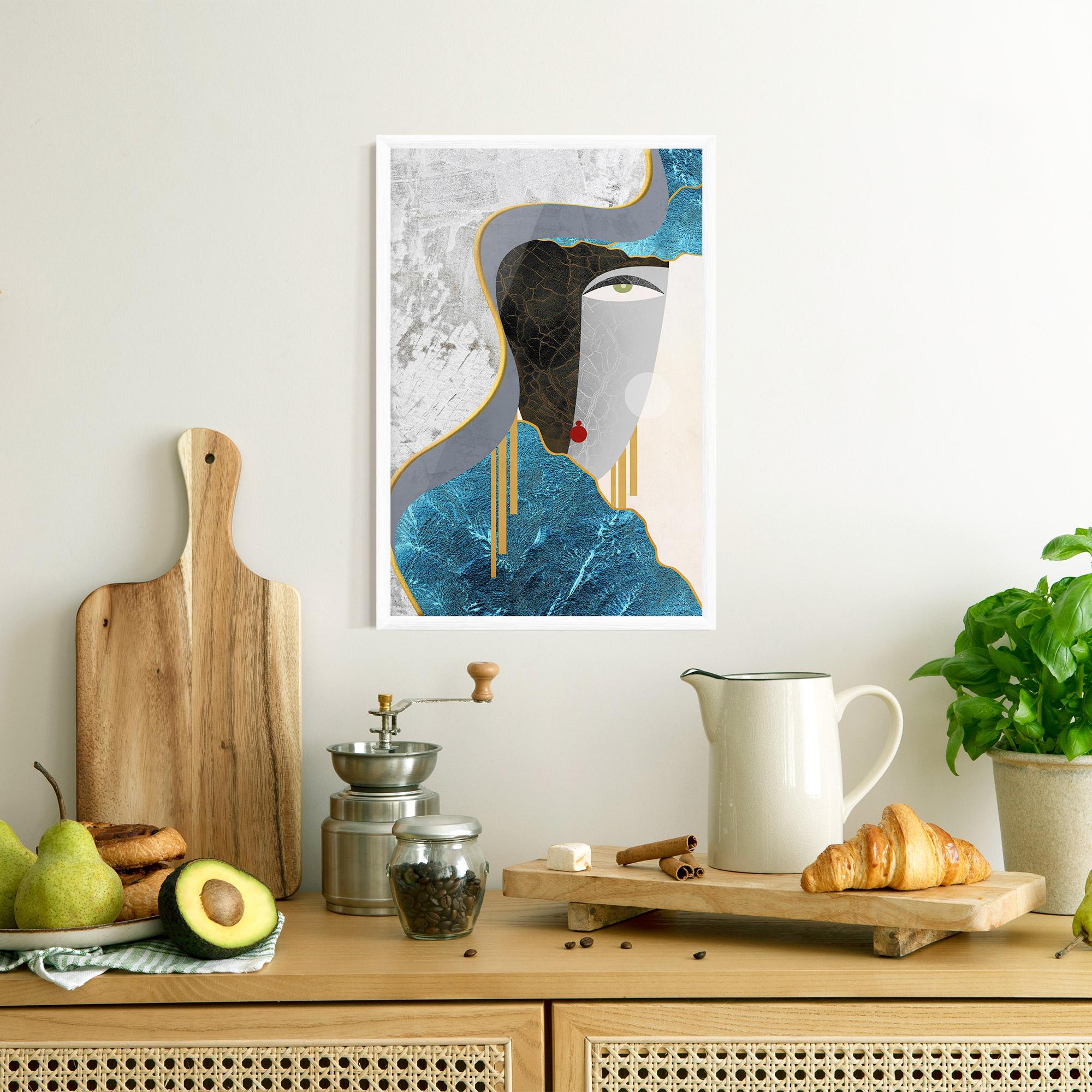 Gerahmte Poster Abstract Blue Face mockup 8