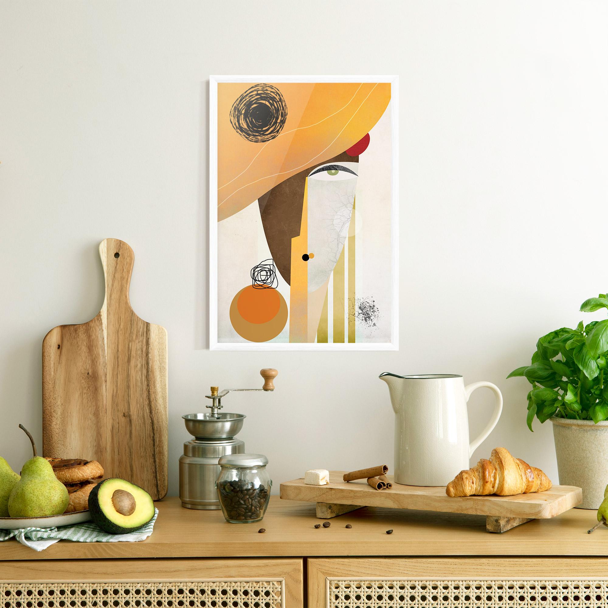 Gerahmte Poster Abstract Orange Face mockup 8