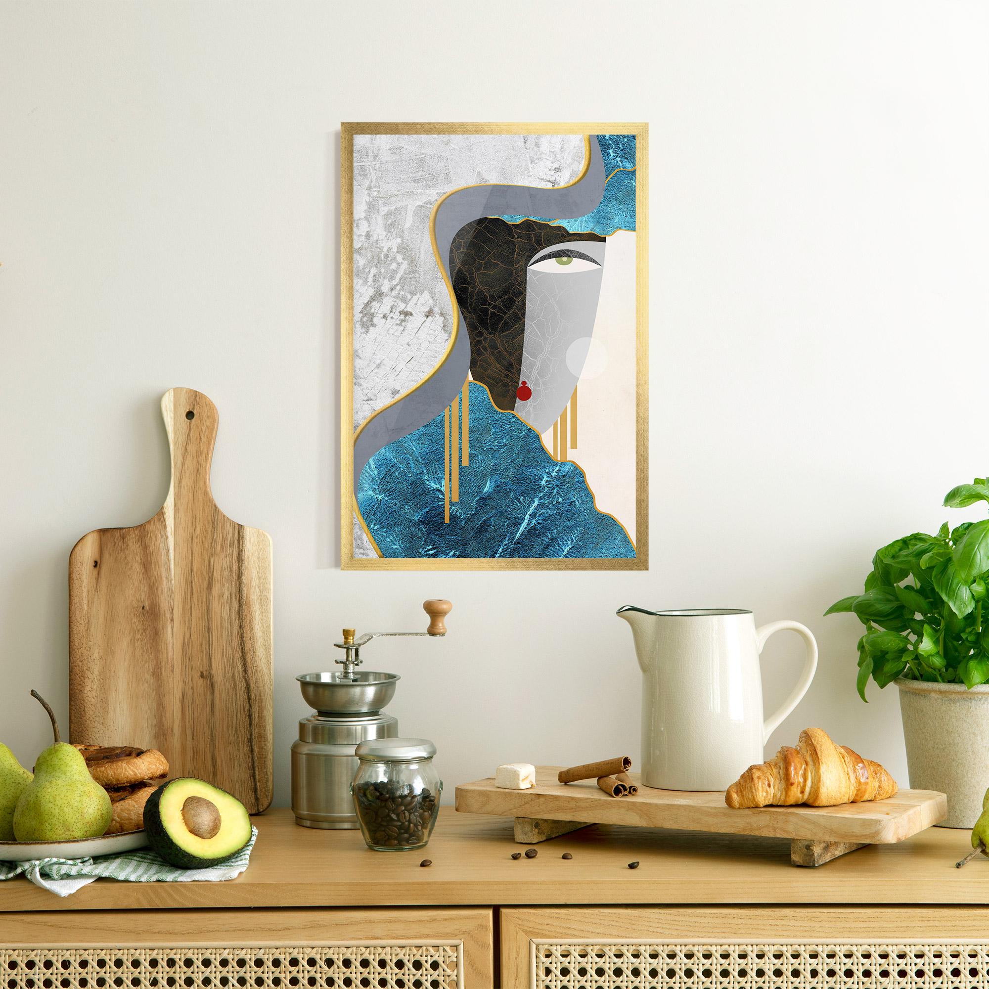 Gerahmte Poster Abstract Blue Face mockup 8