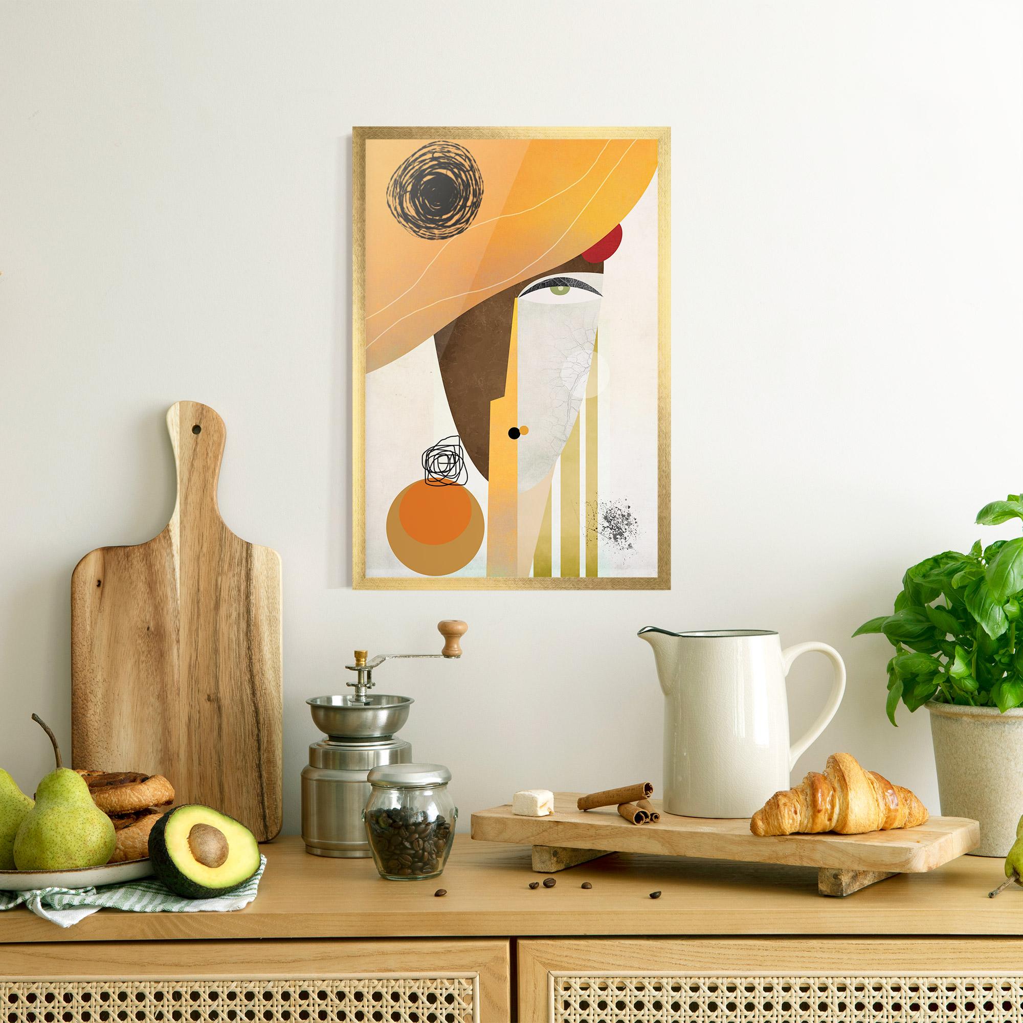 Gerahmte Poster Abstract Orange Face mockup 8