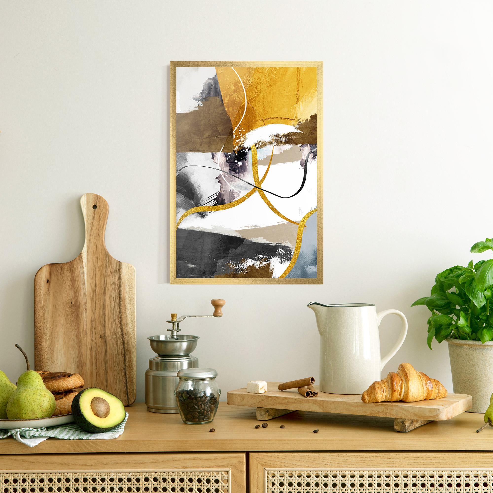 Gerahmte Poster Chaotic Golden Painting mockup 8