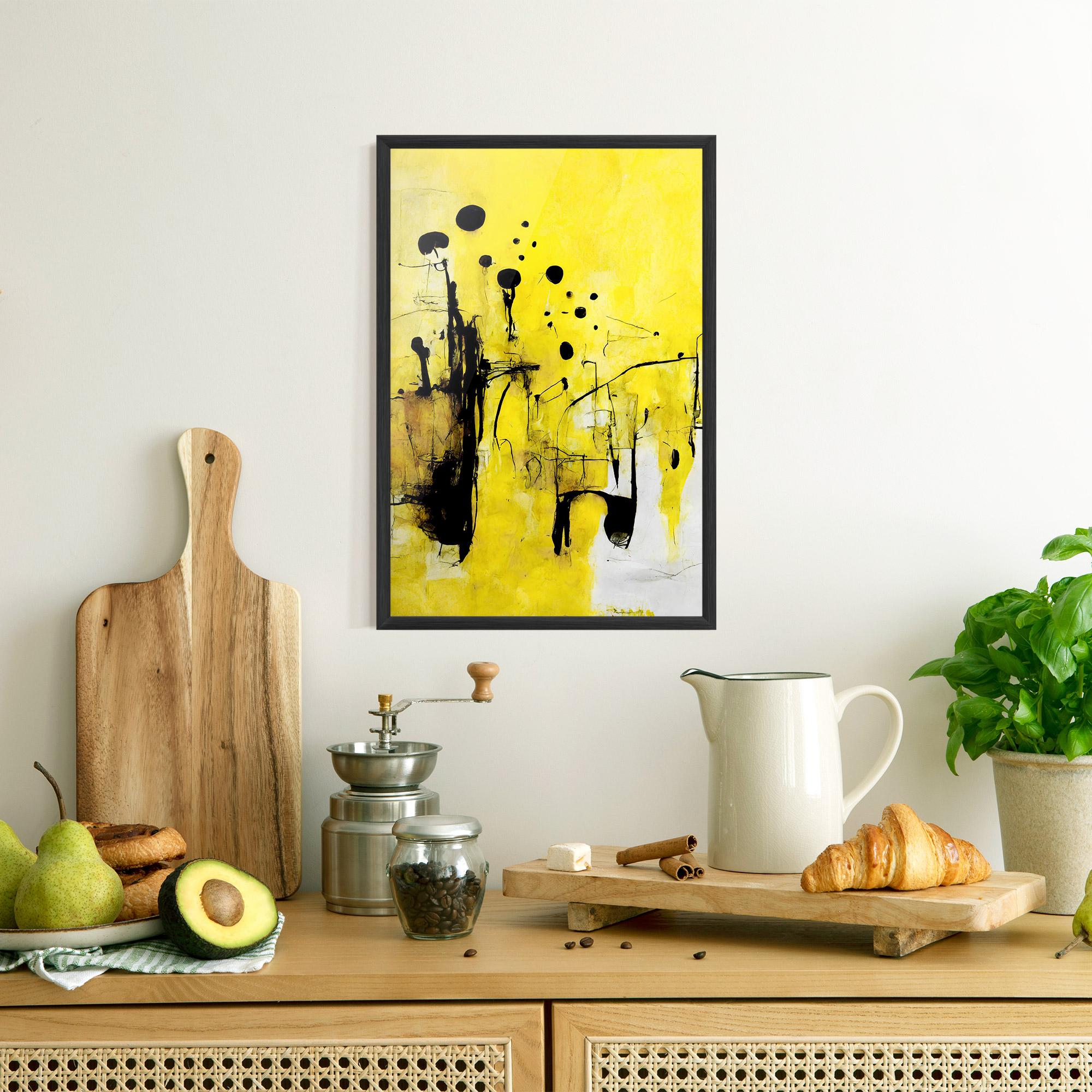 Gerahmte Poster Abstract Black Yellow mockup 8