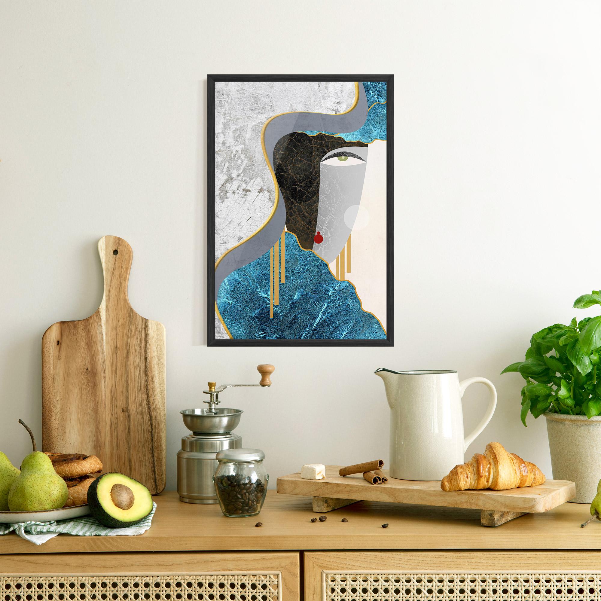 Gerahmte Poster Abstract Blue Face mockup 8