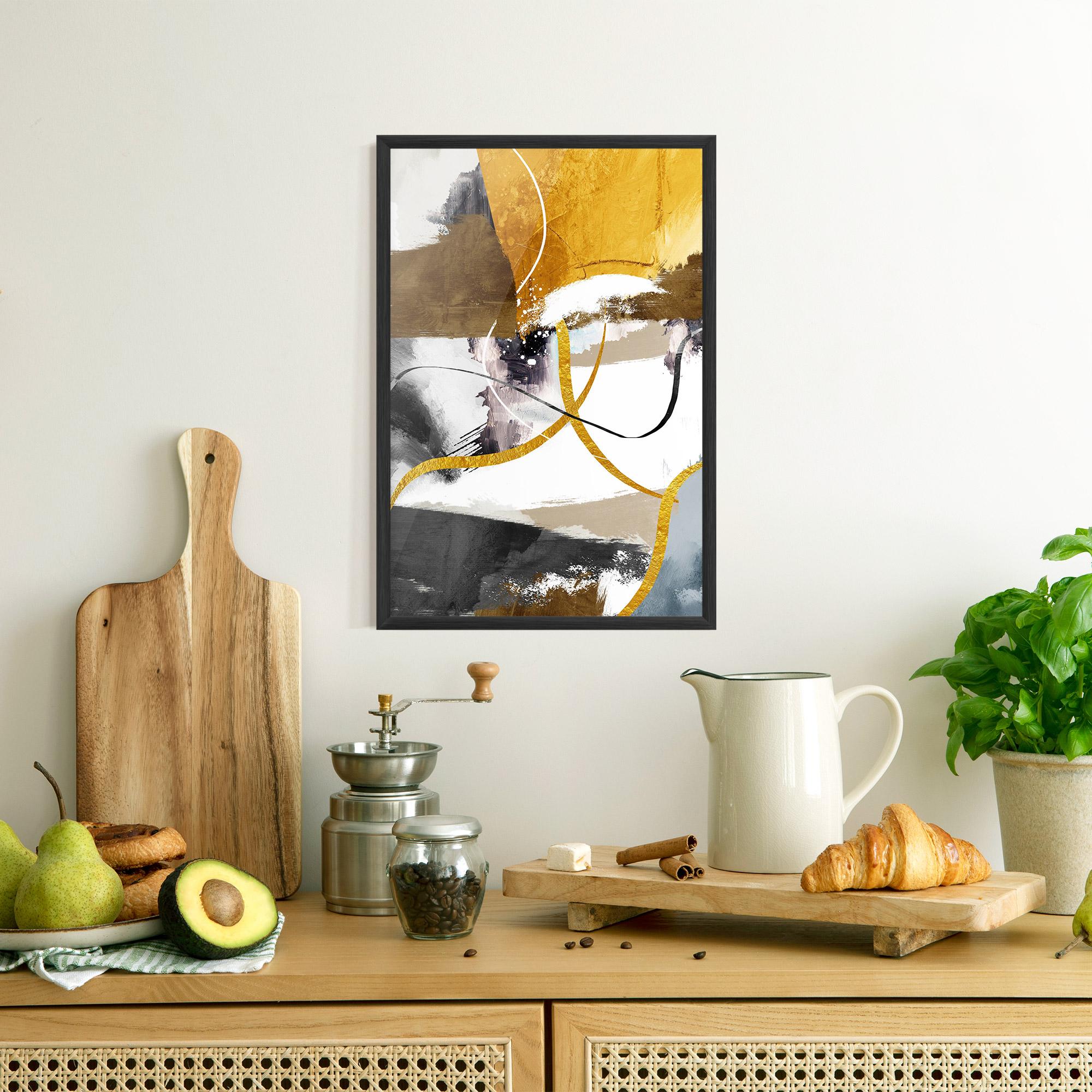 Gerahmte Poster Chaotic Golden Painting mockup 8