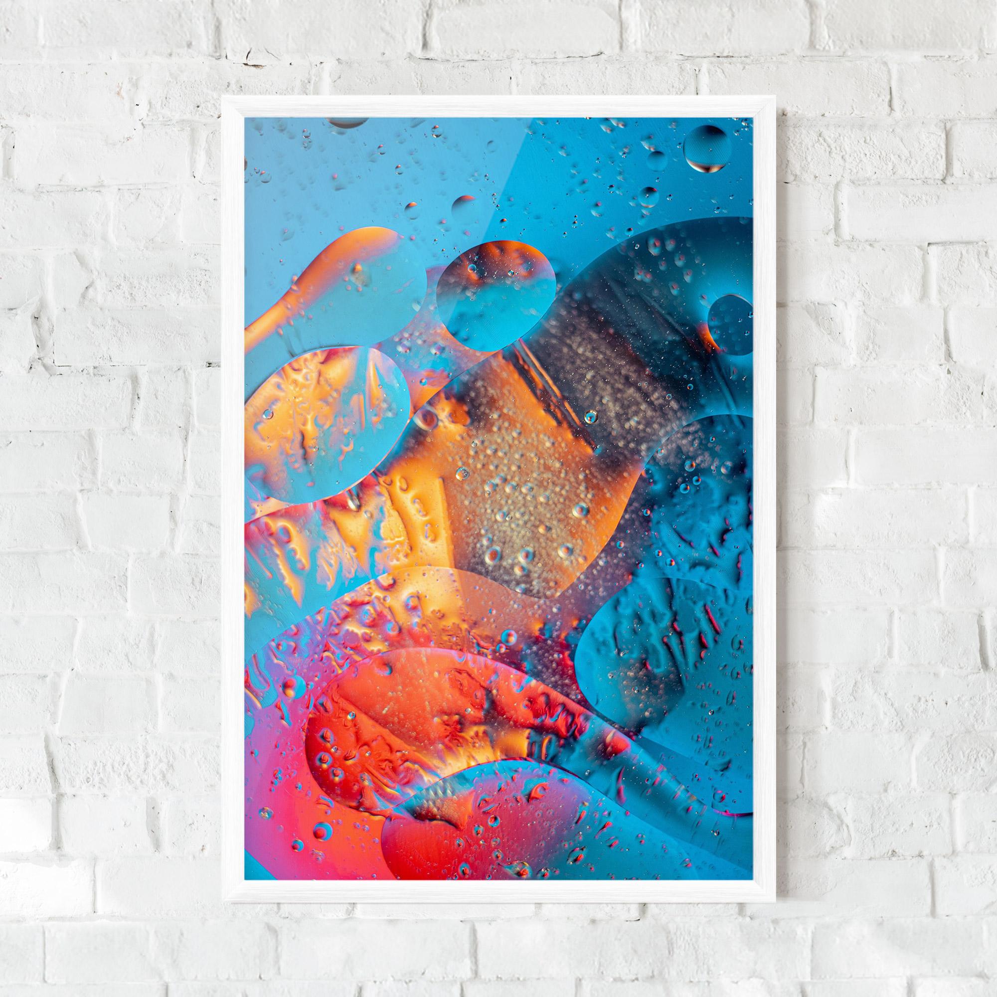 Gerahmte Poster Blue Orange Drops mockup 0