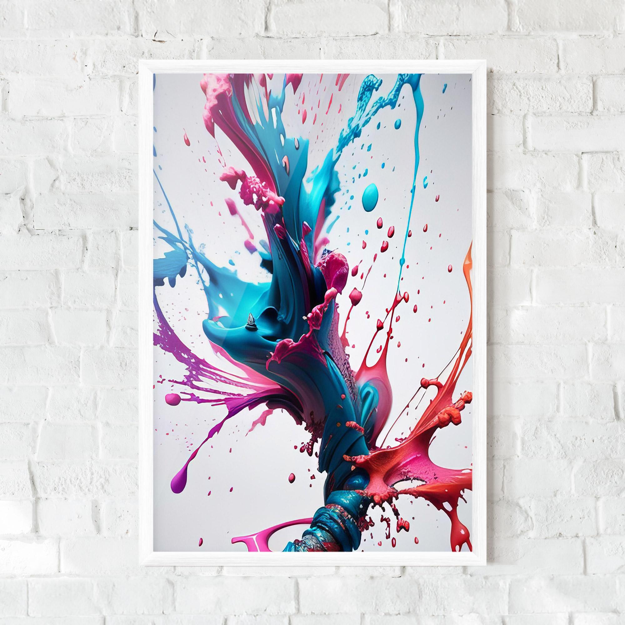 Gerahmte Poster Blue Pink Splash mockup 0