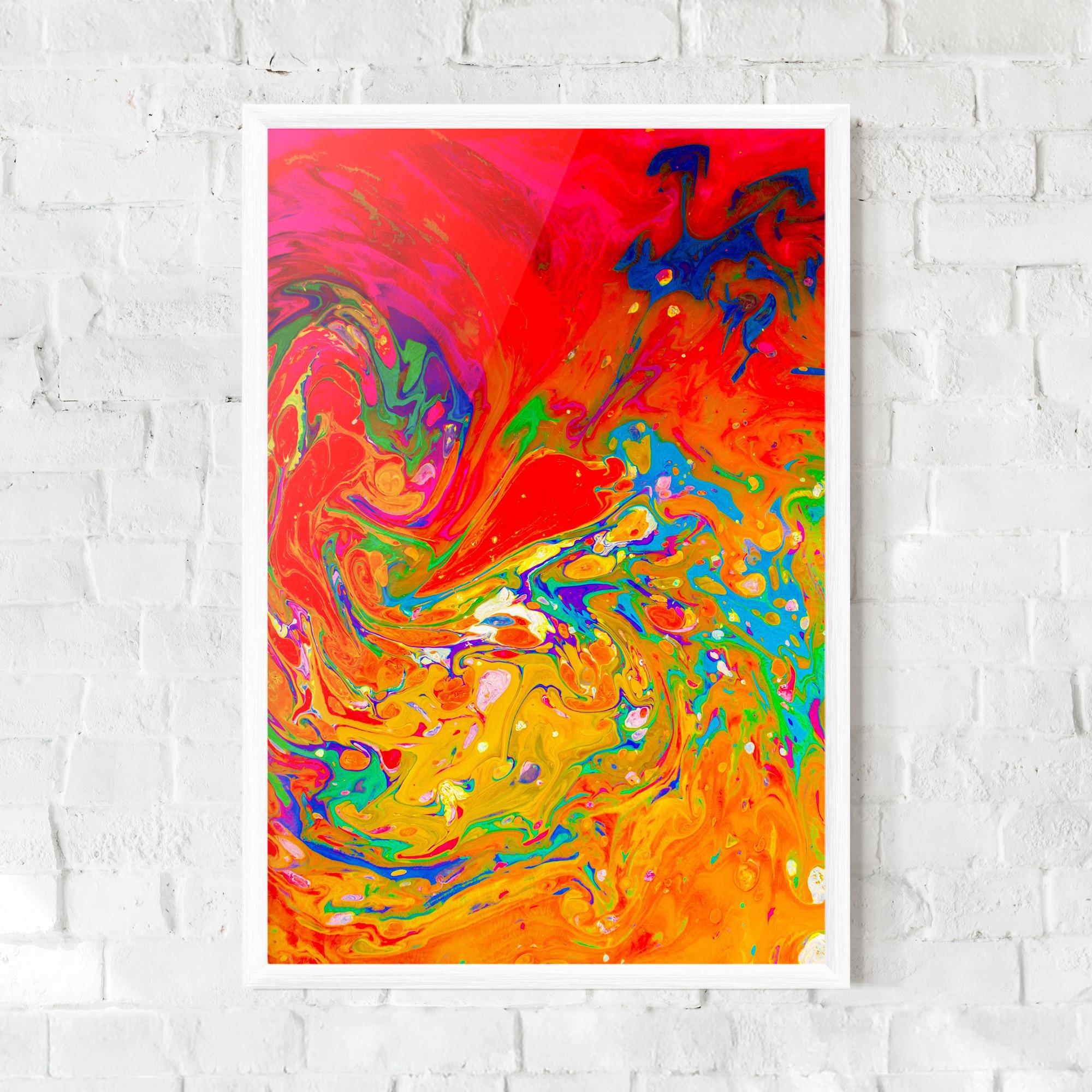 Gerahmte Poster Marbling Orange Art mockup 0
