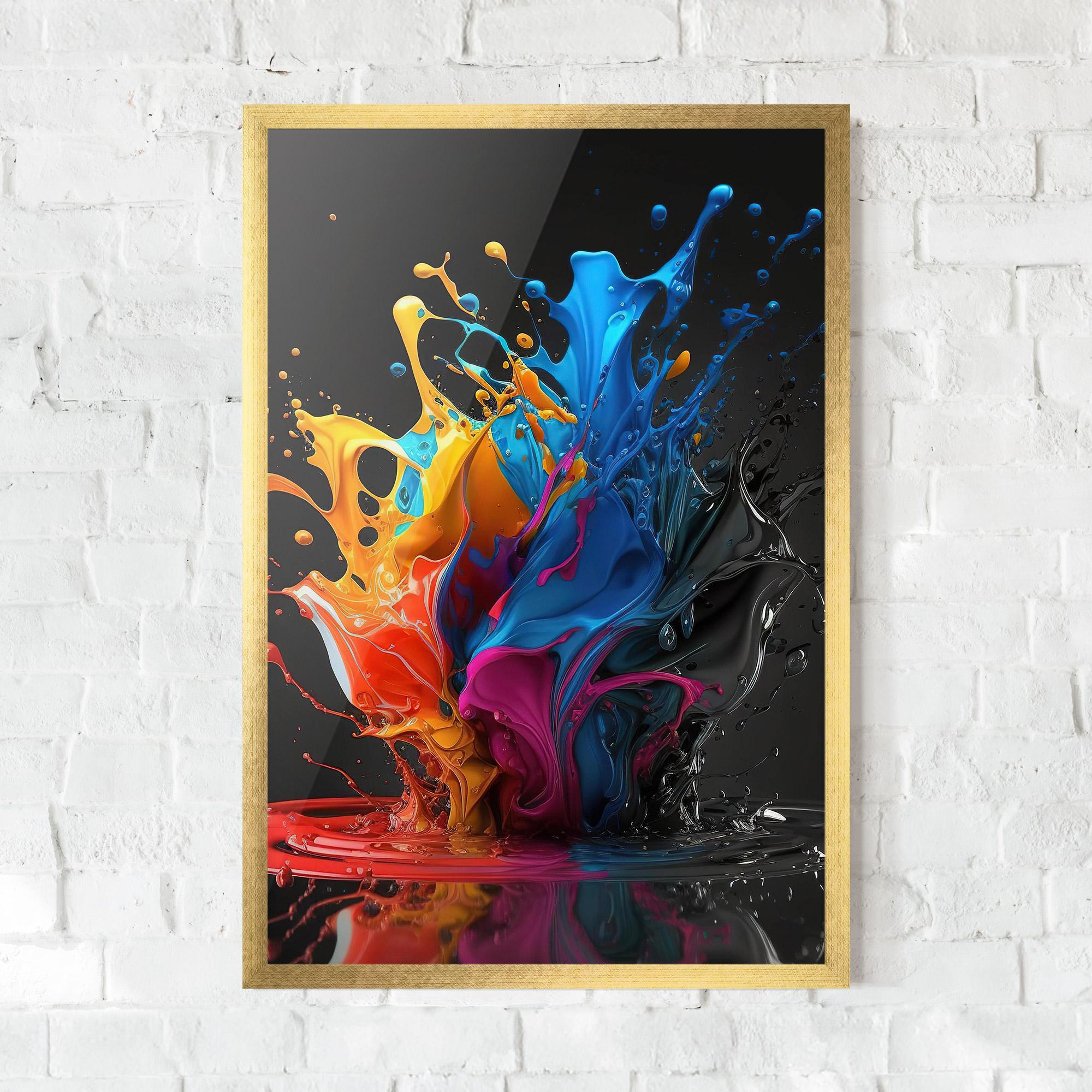 Gerahmte Poster Black Blue Splash mockup 0