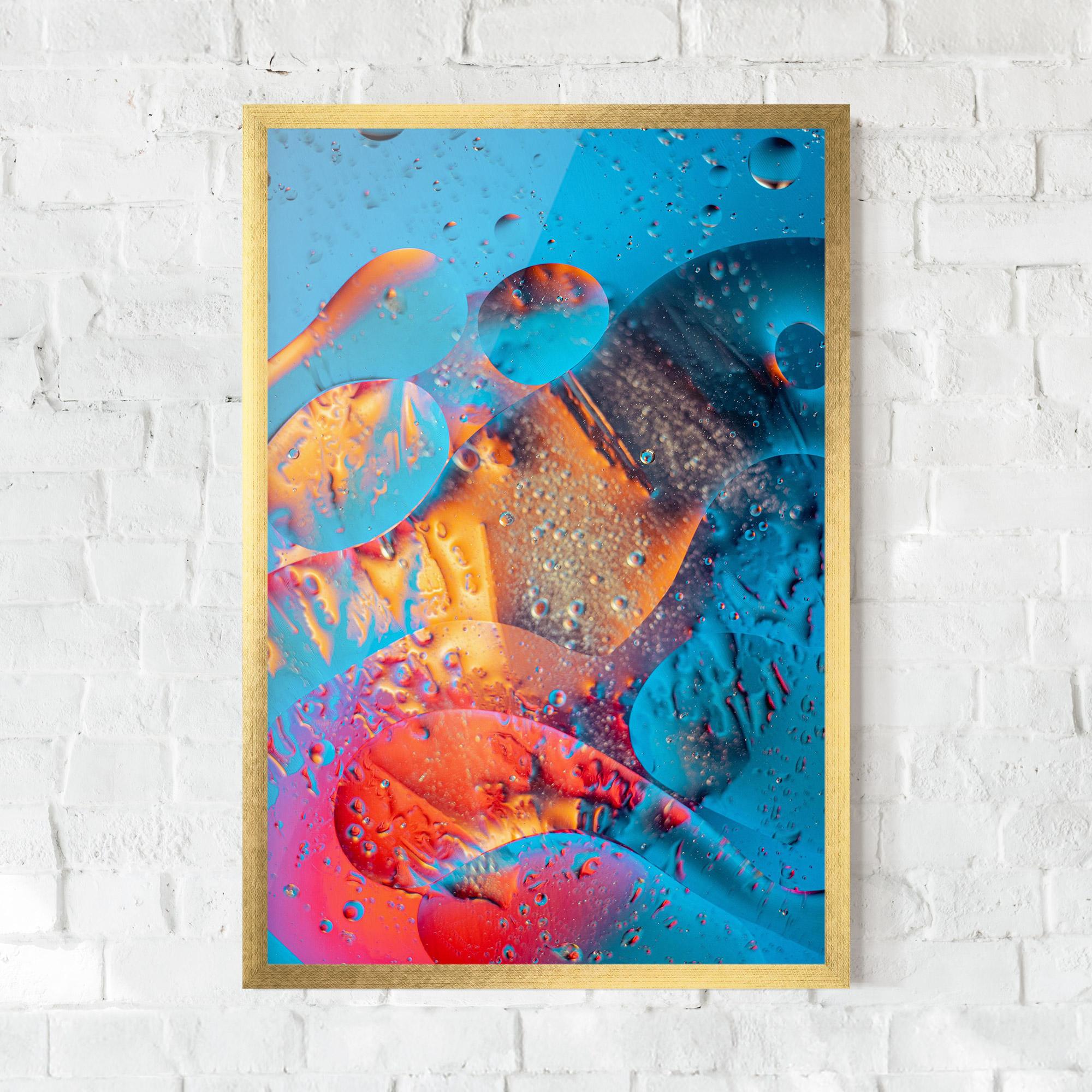 Gerahmte Poster Blue Orange Drops mockup 0
