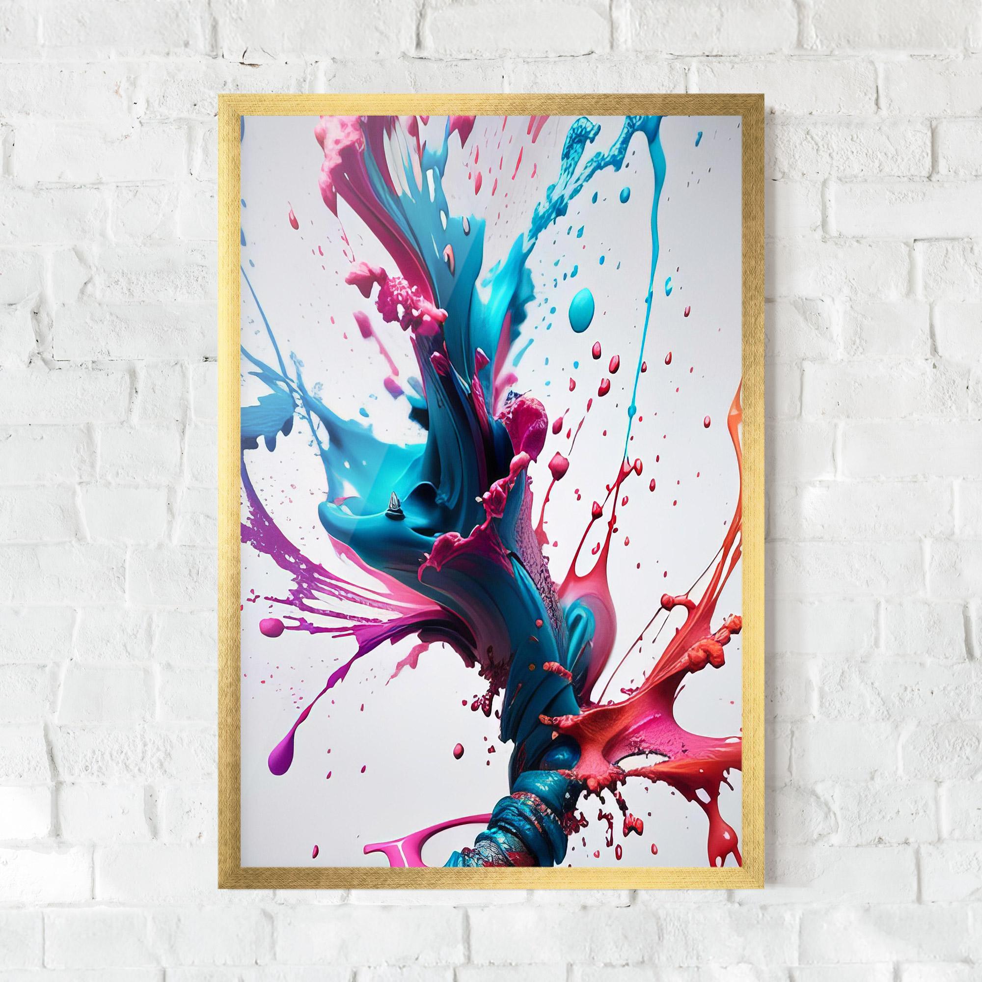 Gerahmte Poster Blue Pink Splash mockup 0