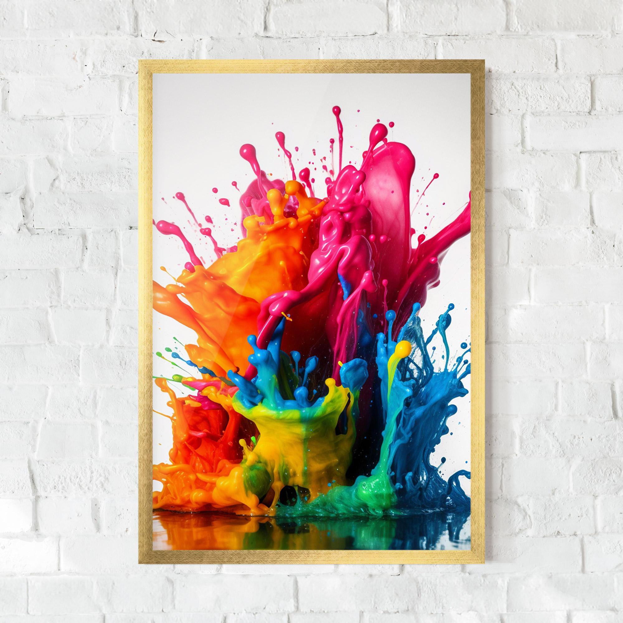 Gerahmte Poster Colorful Explosion Paint mockup 0