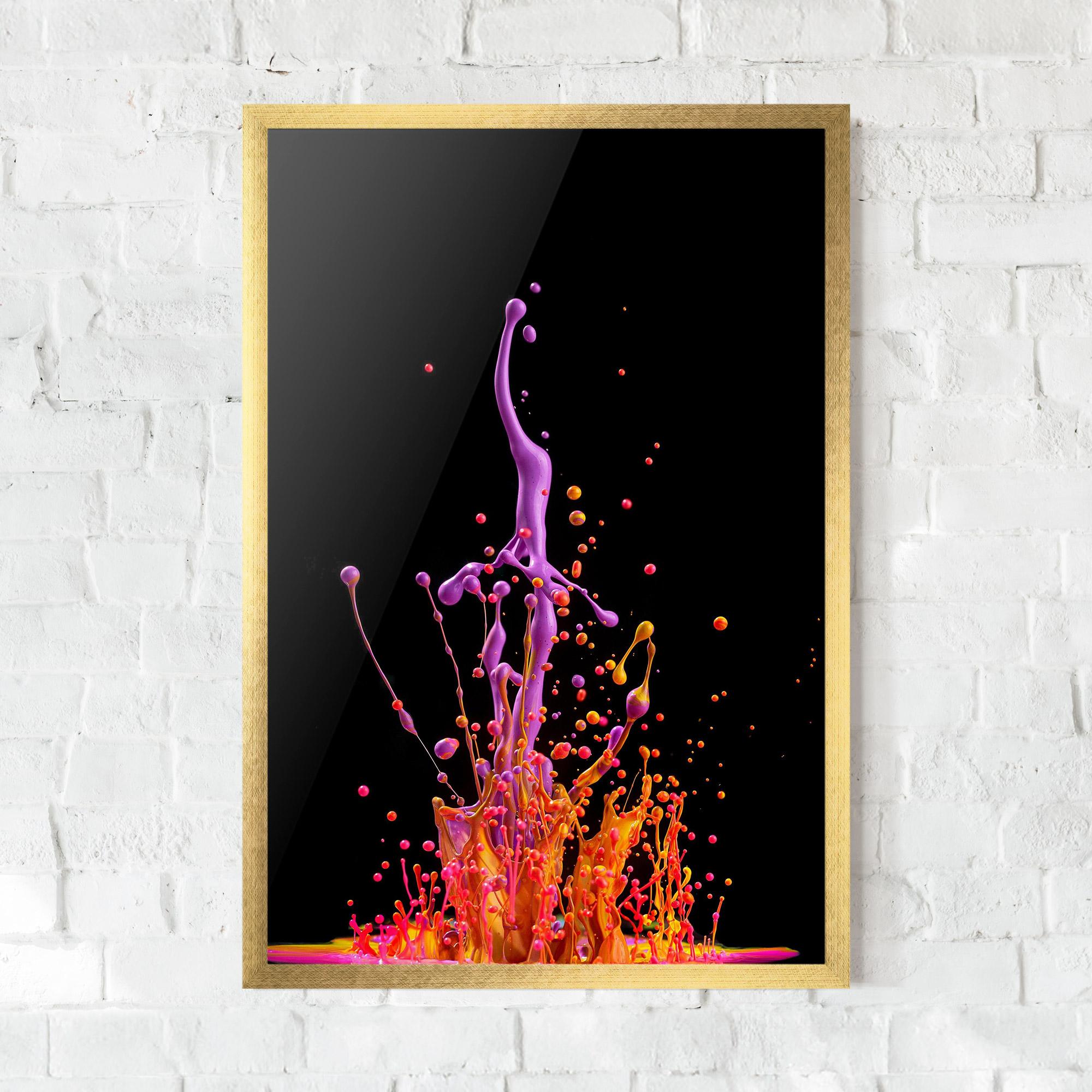 Gerahmte Poster Dancing Colored Paint mockup 0