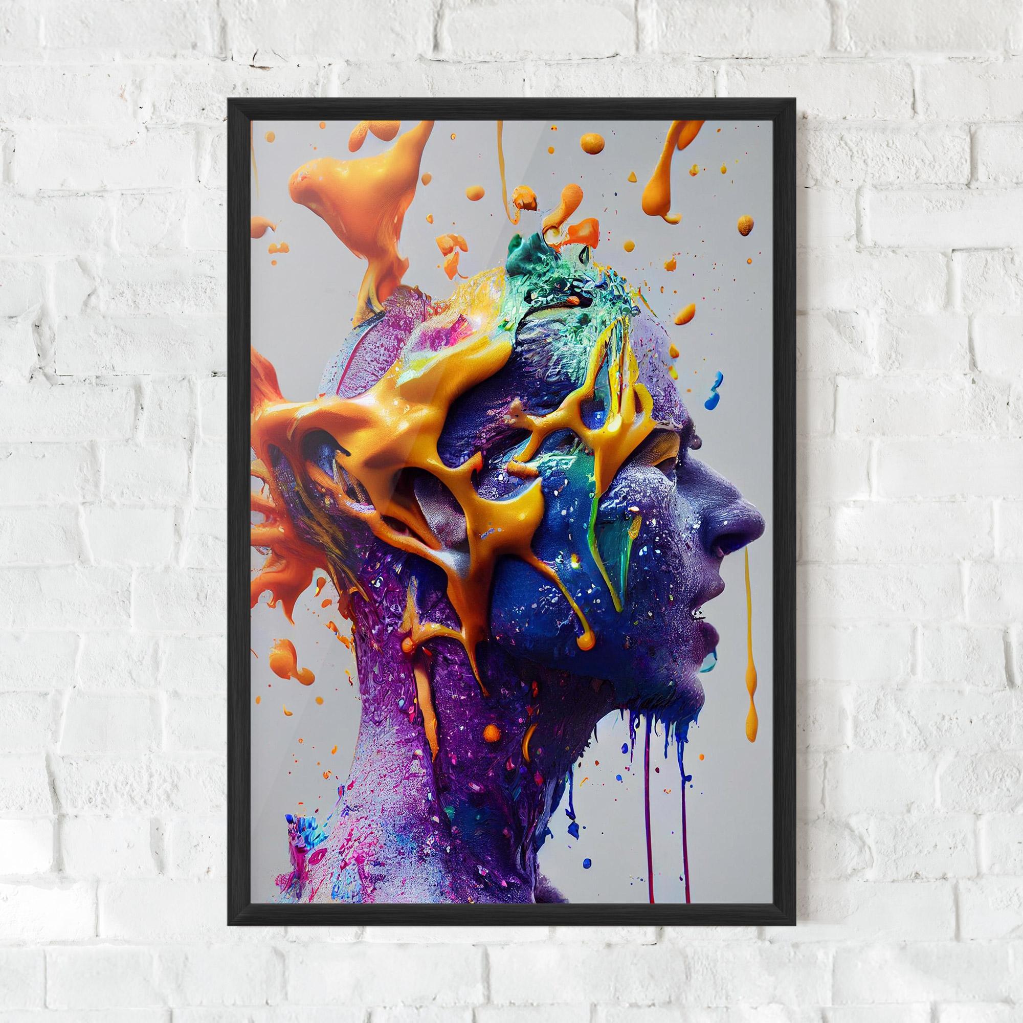 Gerahmte Poster Abstract Purple Face mockup 0