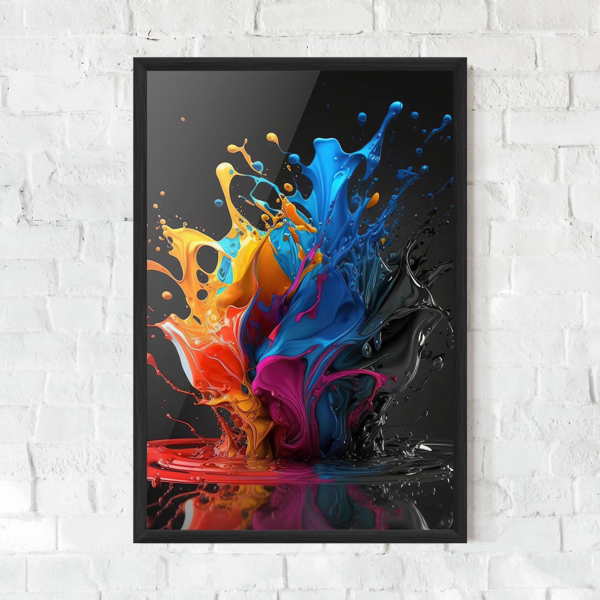 Gerahmte Poster Black Blue Splash mockup 0