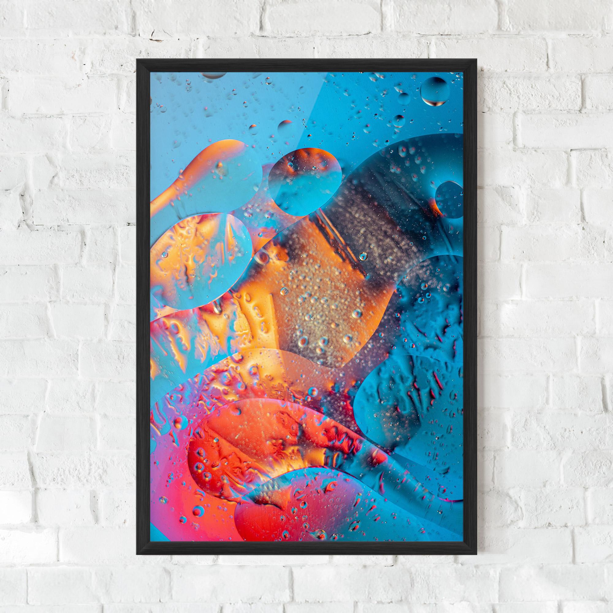Gerahmte Poster Blue Orange Drops mockup 0