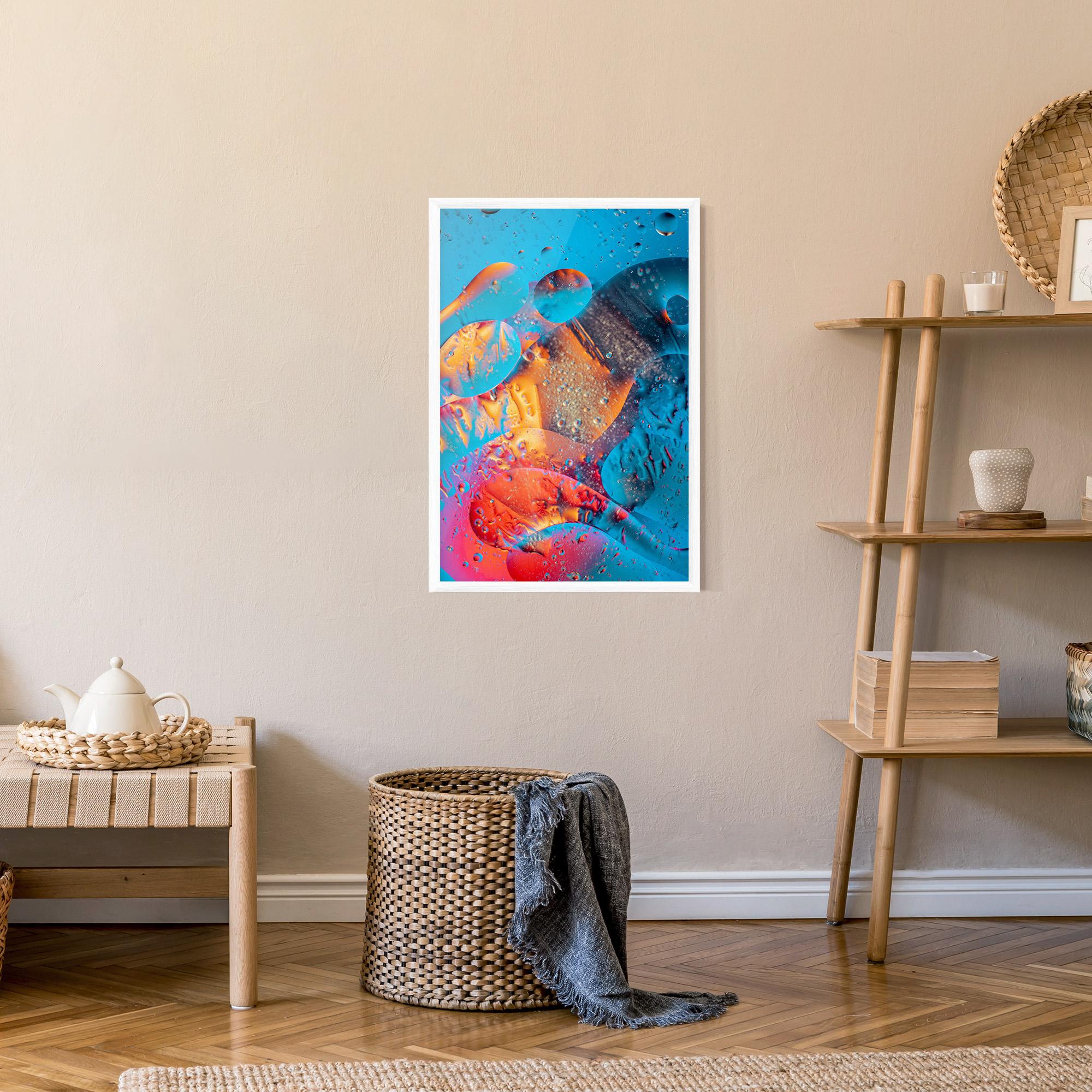 Gerahmte Poster Blue Orange Drops mockup 9