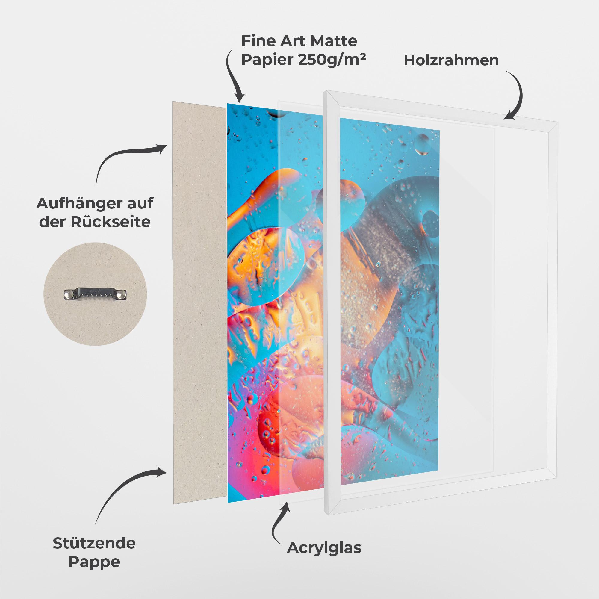 Gerahmte Poster Blue Orange Drops mockup 1
