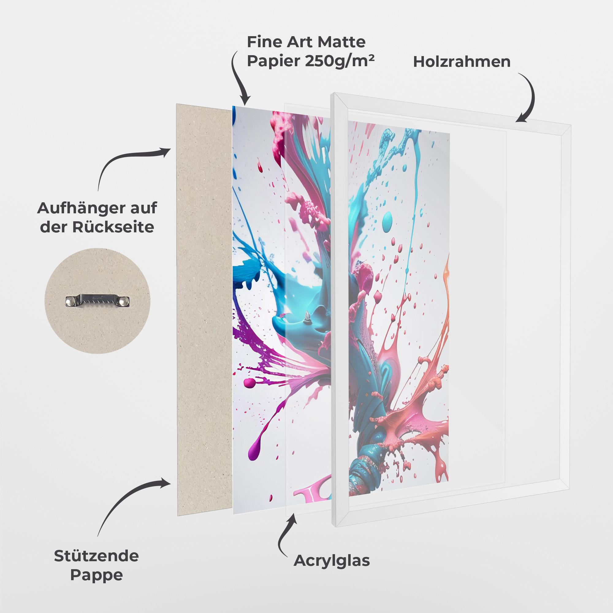 Gerahmte Poster Blue Pink Splash mockup 1