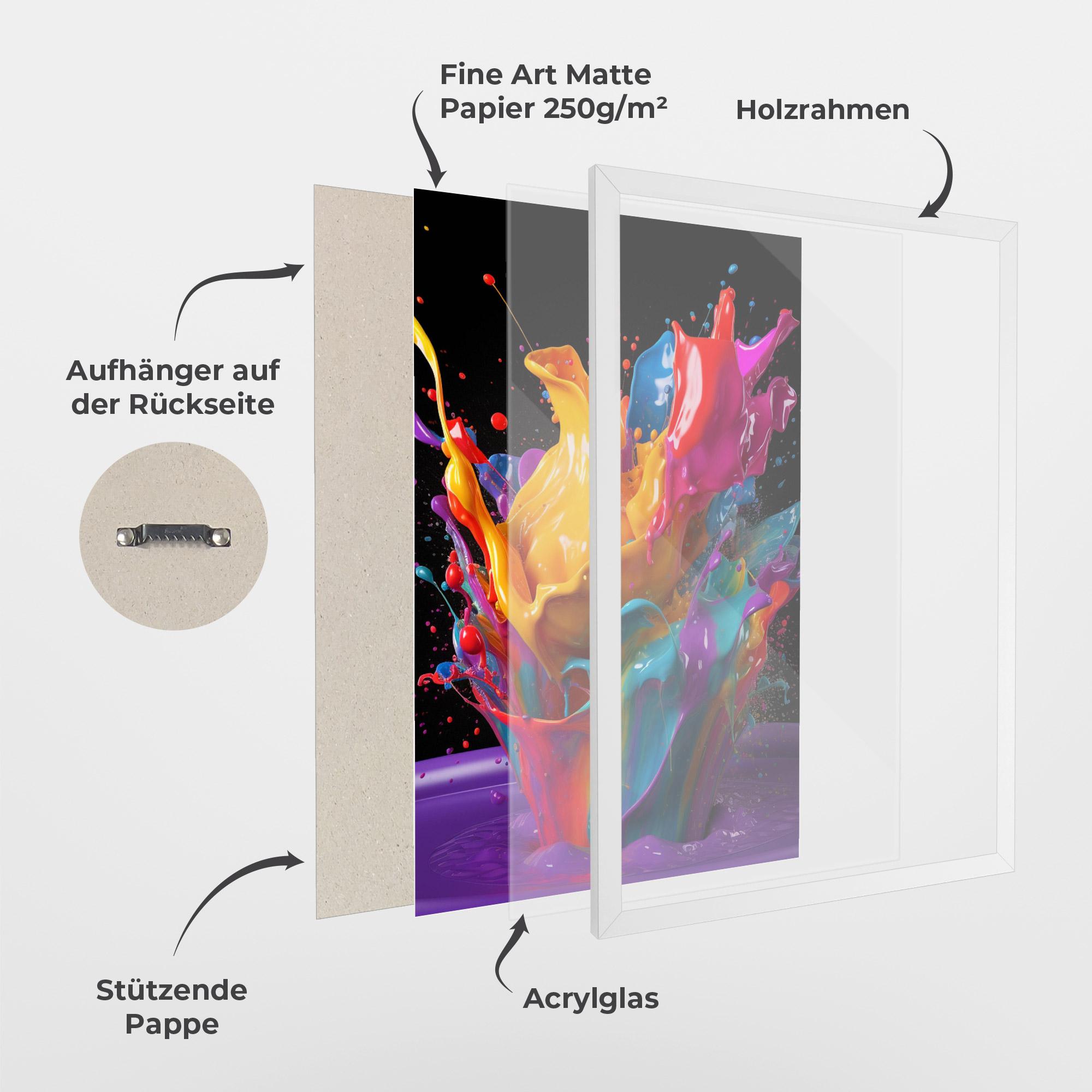 Gerahmte Poster Brightly Color Splashing mockup 1