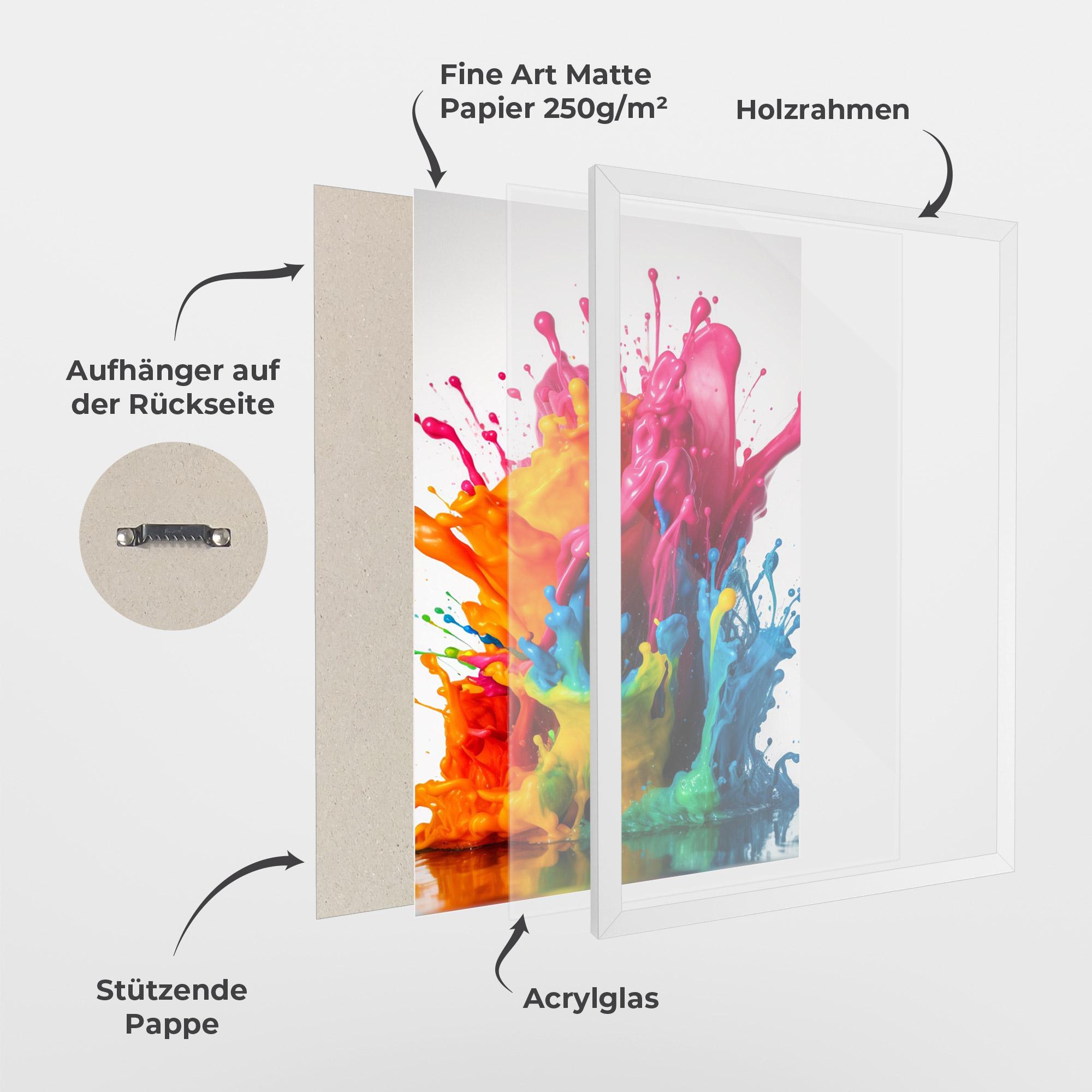 Gerahmte Poster Colorful Explosion Paint mockup 1