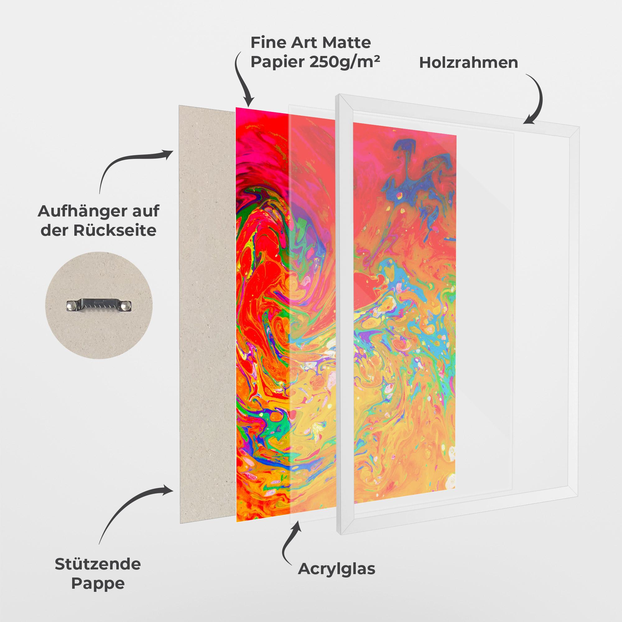 Gerahmte Poster Marbling Orange Art mockup 1