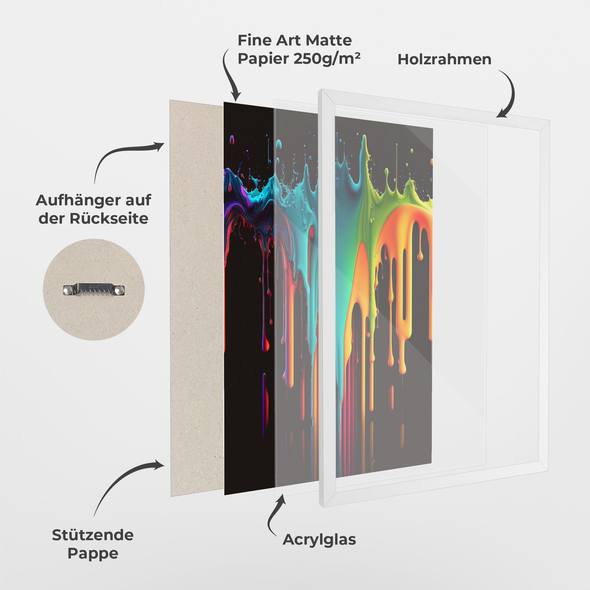 Gerahmte Poster Rainbow Floating Colors mockup 1