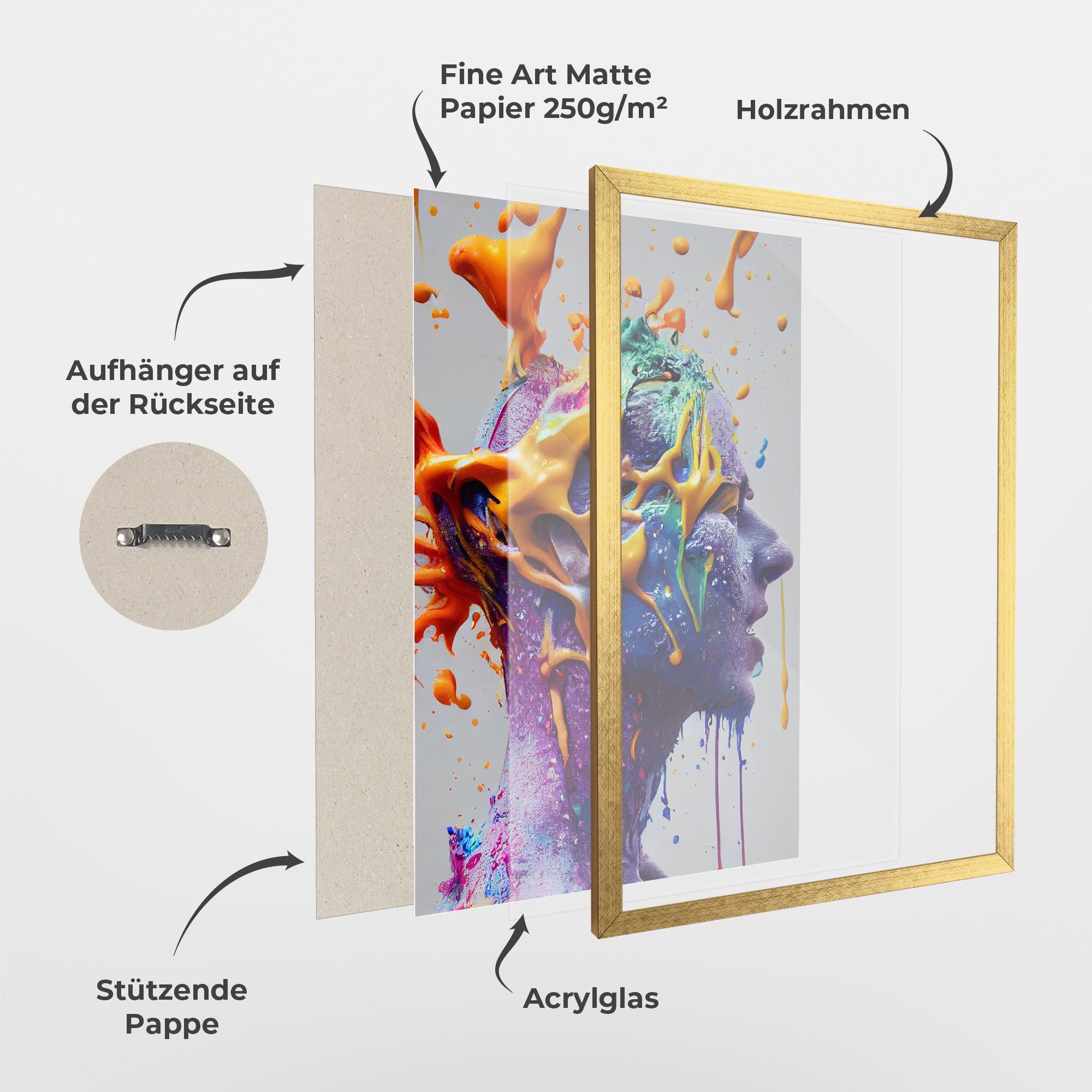 Gerahmte Poster Abstract Purple Face mockup 1