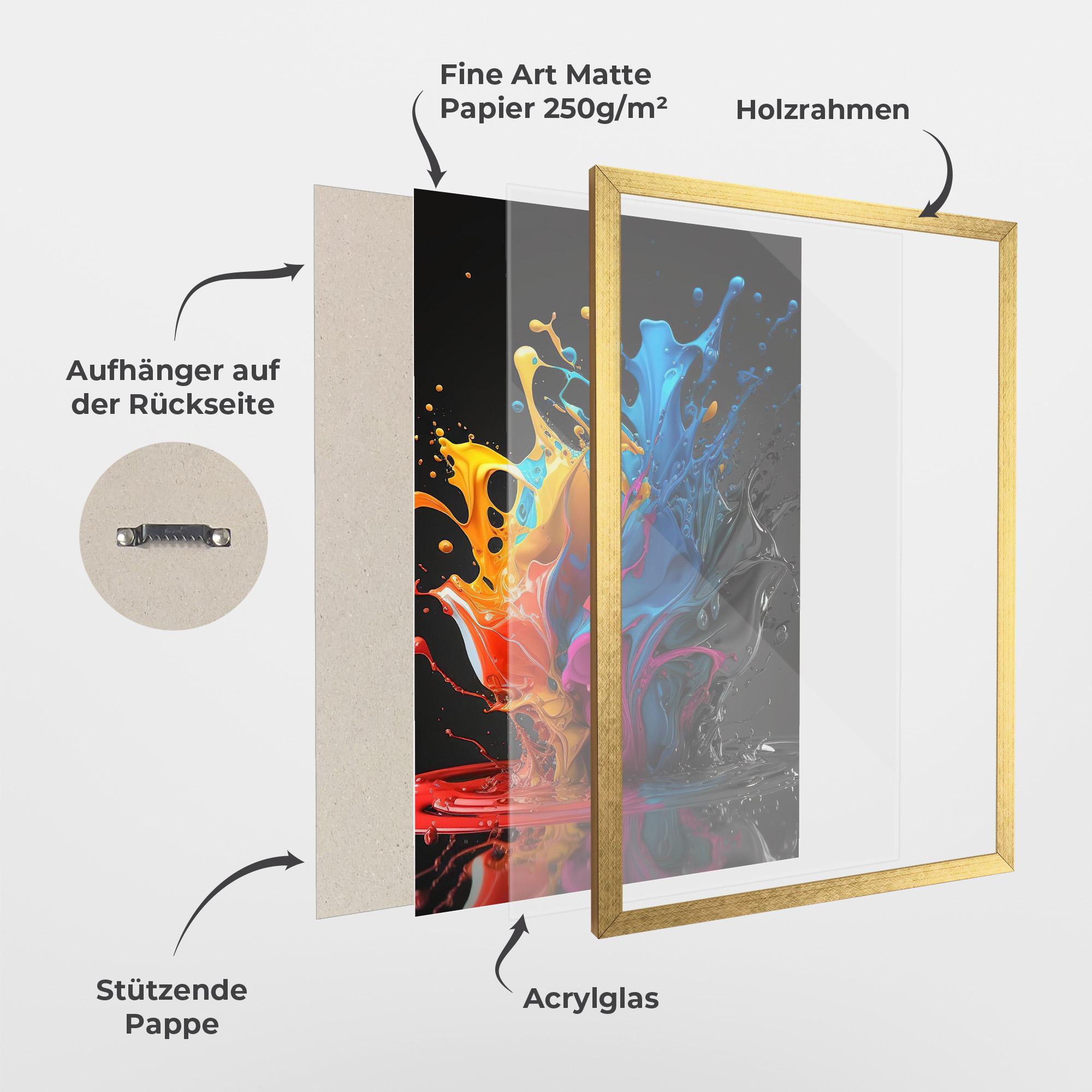 Gerahmte Poster Black Blue Splash mockup 1