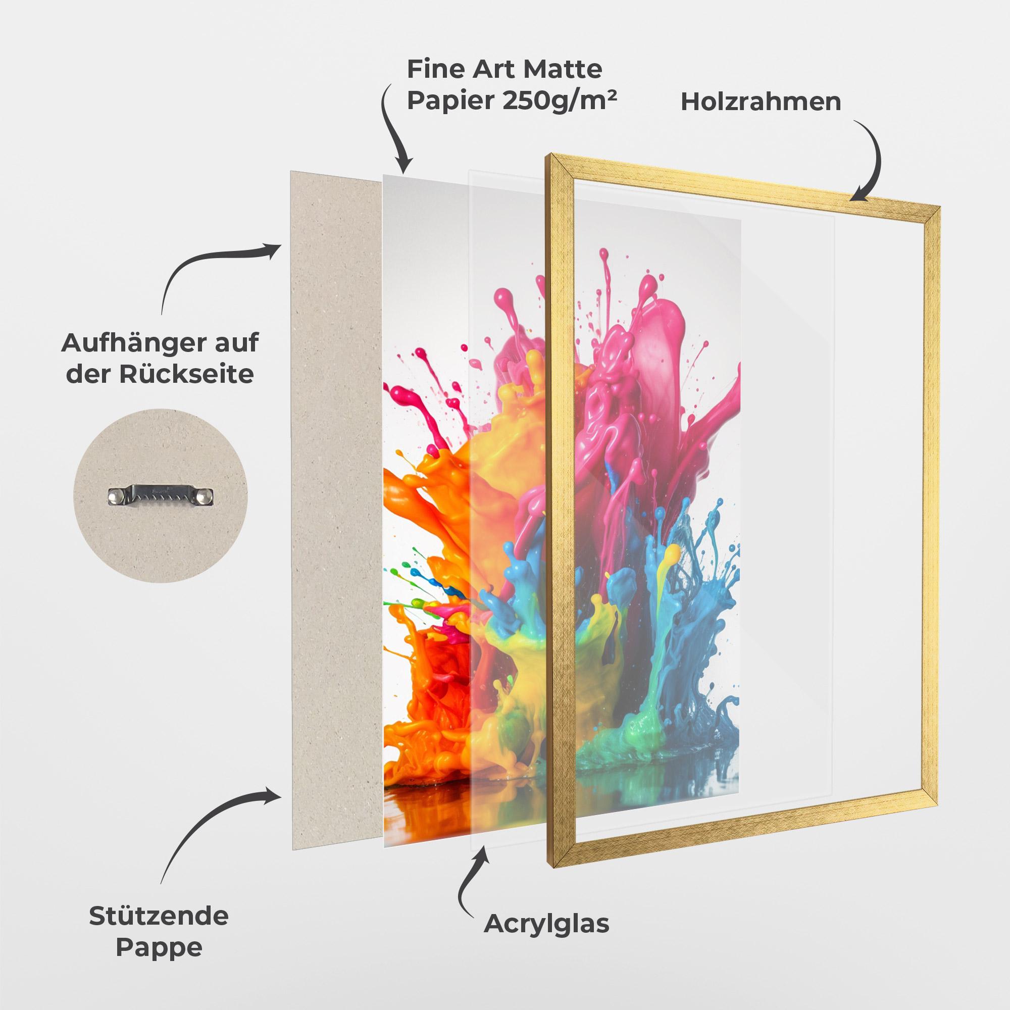 Gerahmte Poster Colorful Explosion Paint mockup 1