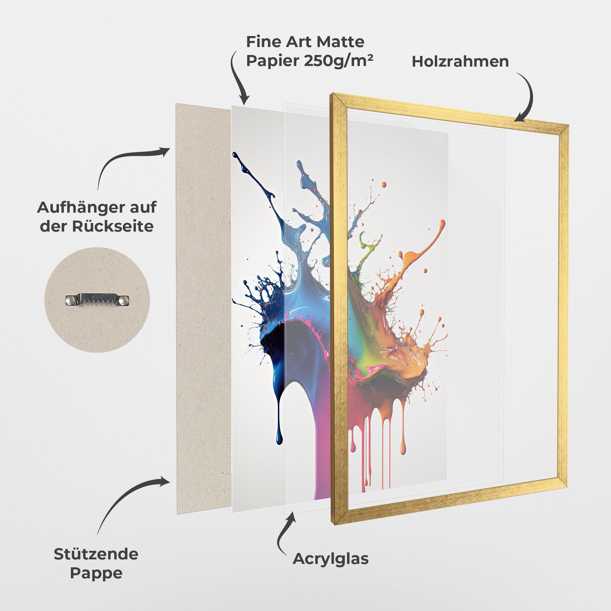 Gerahmte Poster Yellow Blue Floating mockup 1