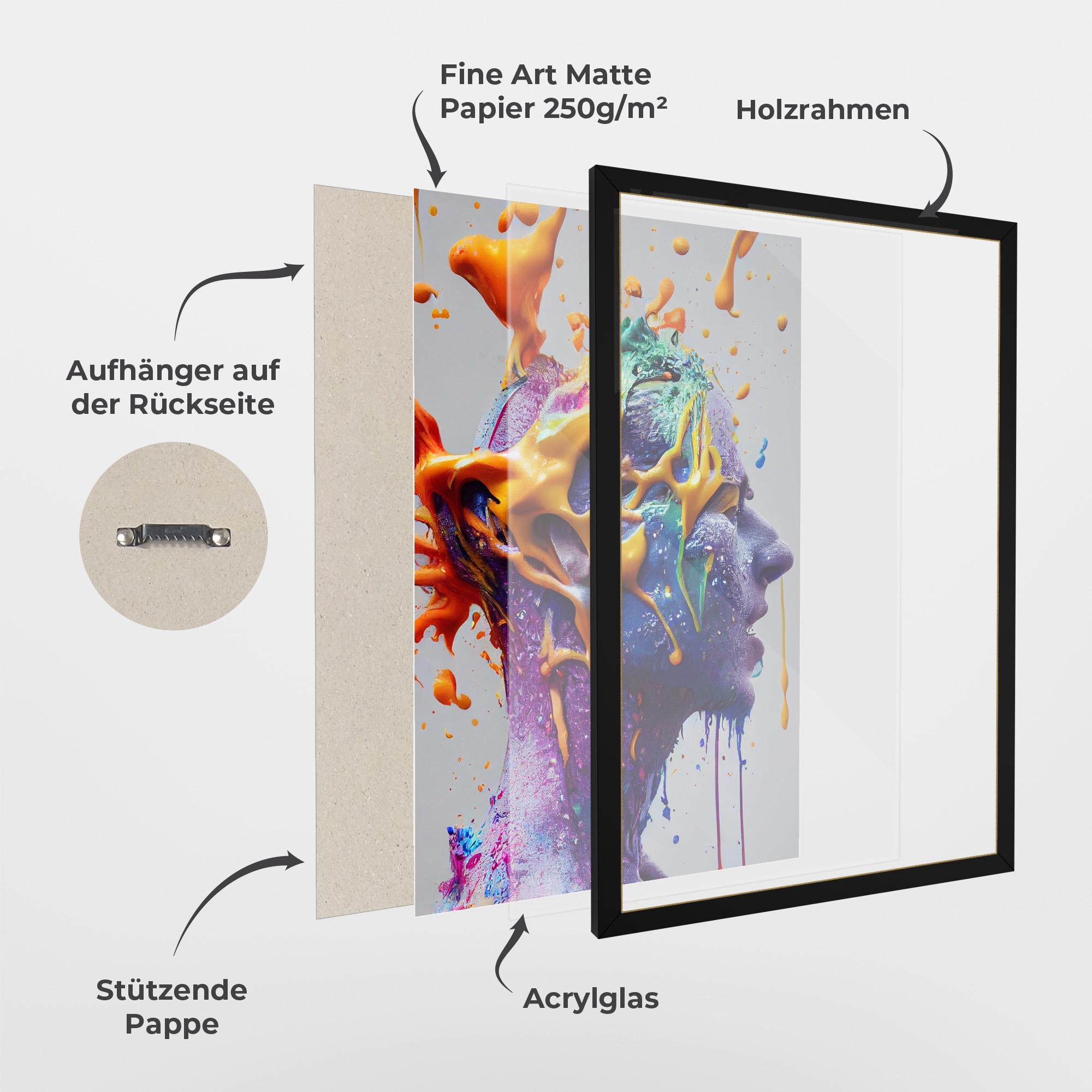 Gerahmte Poster Abstract Purple Face mockup 1