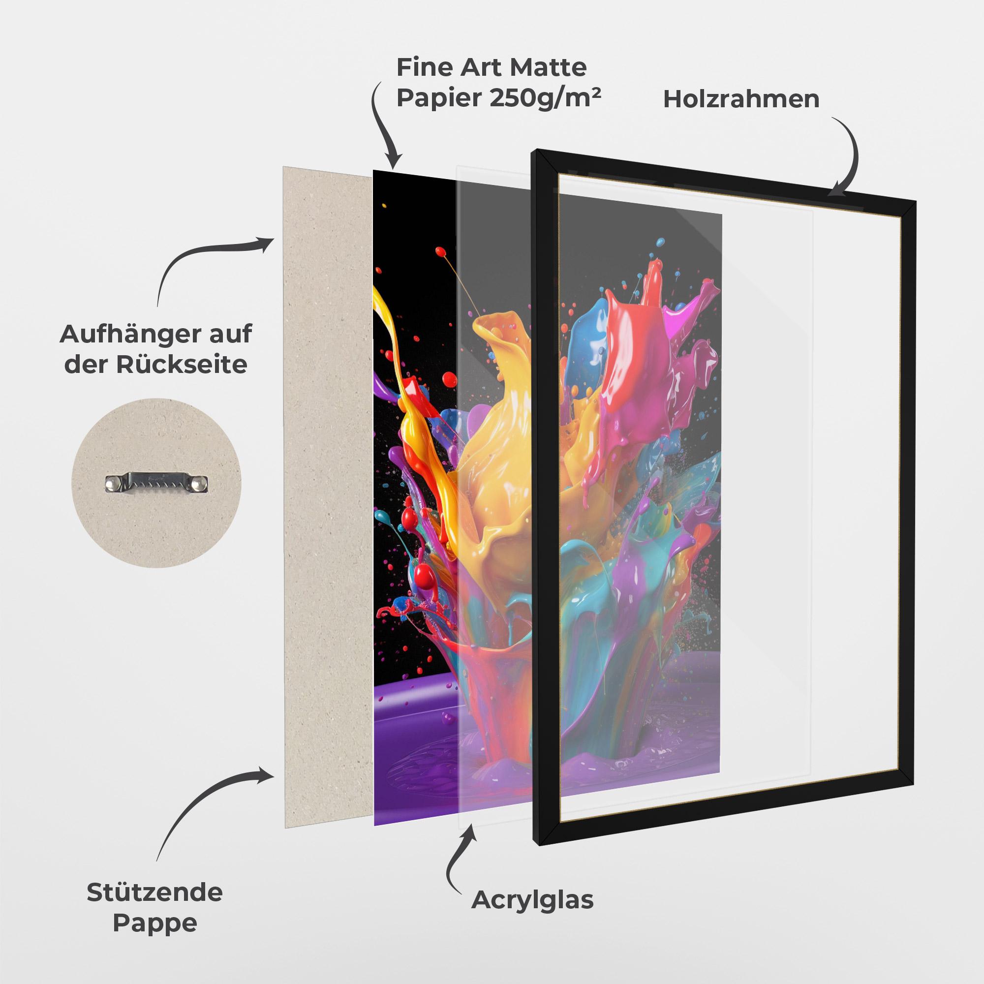 Gerahmte Poster Brightly Color Splashing mockup 1