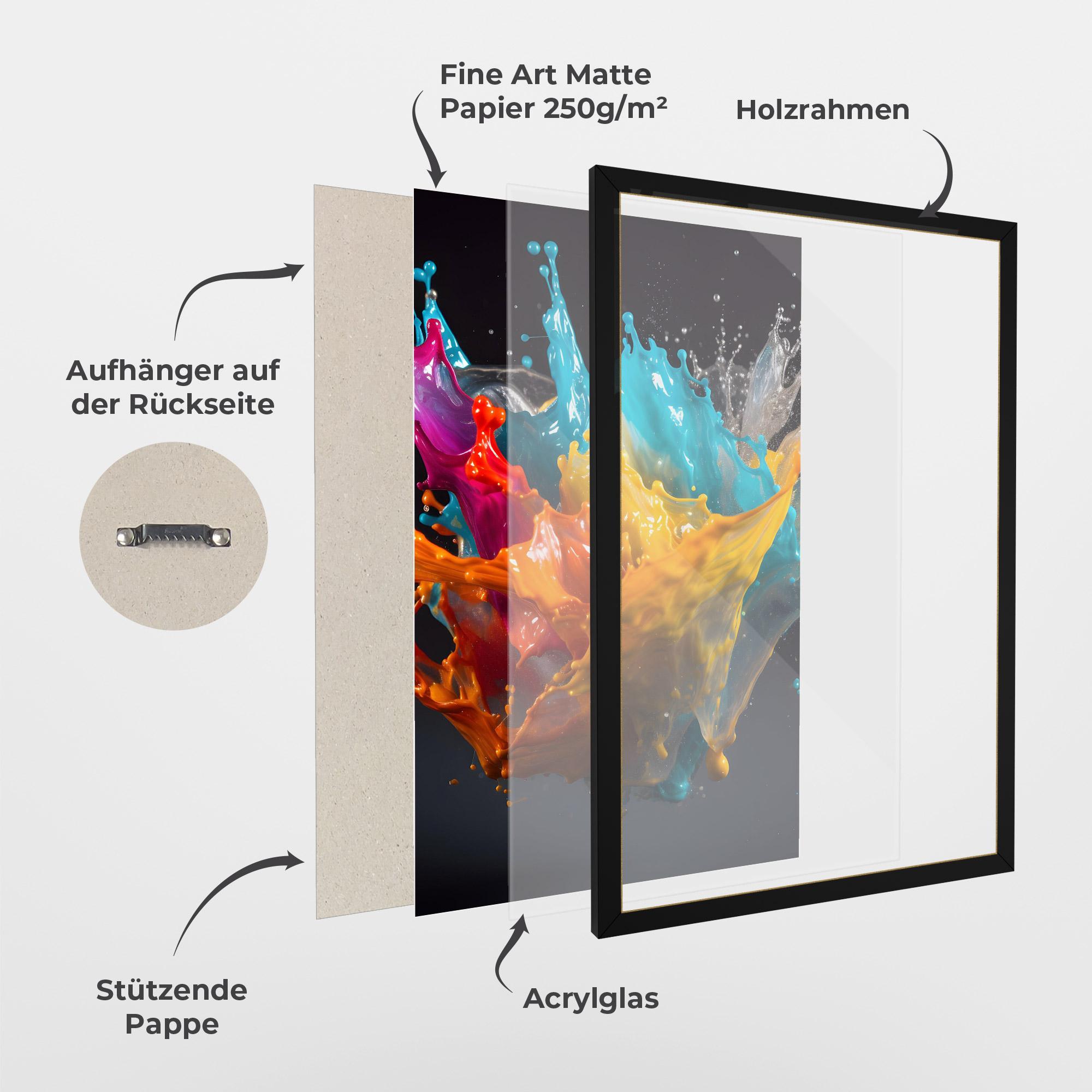 Gerahmte Poster Colorful Splash Floating mockup 1