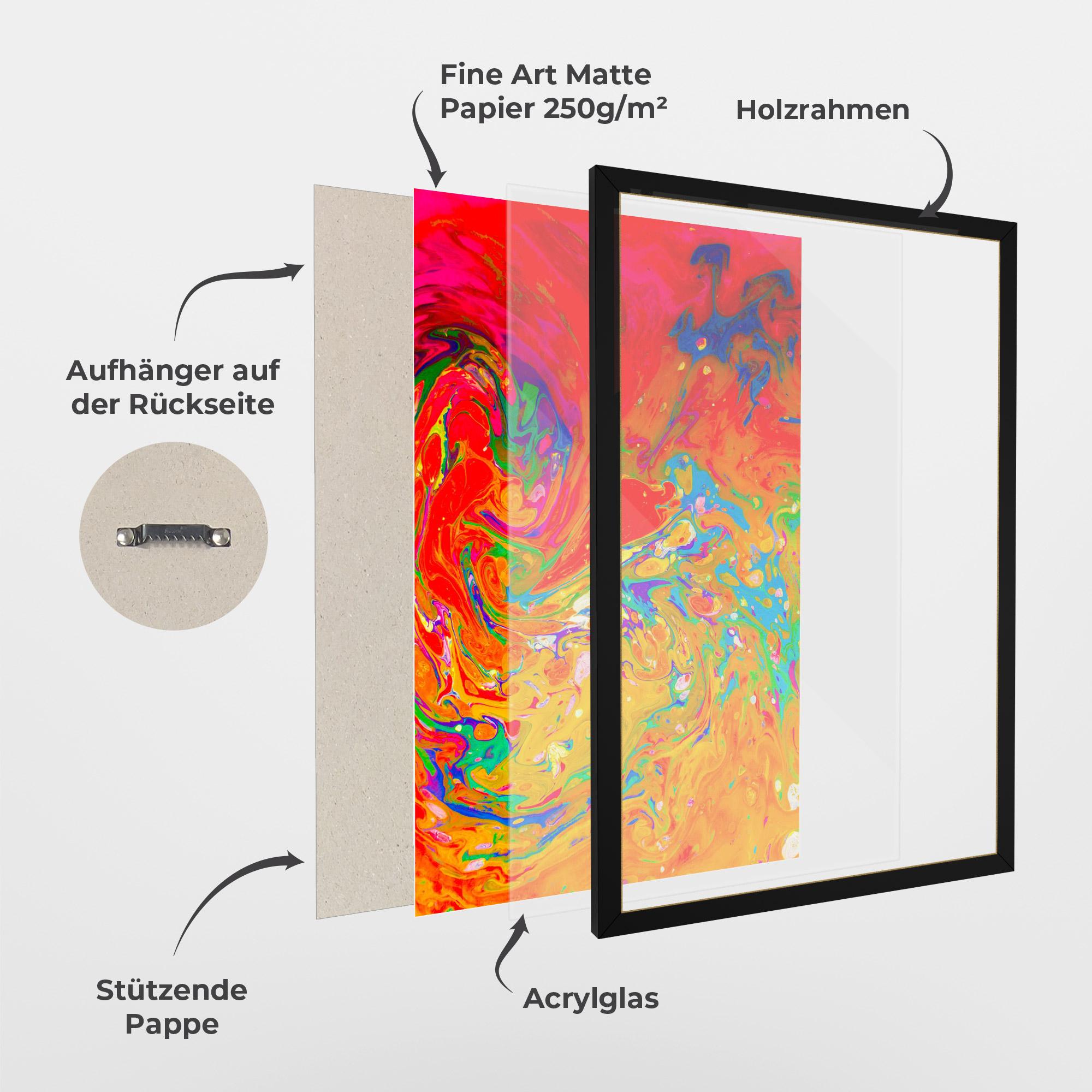 Gerahmte Poster Marbling Orange Art mockup 1