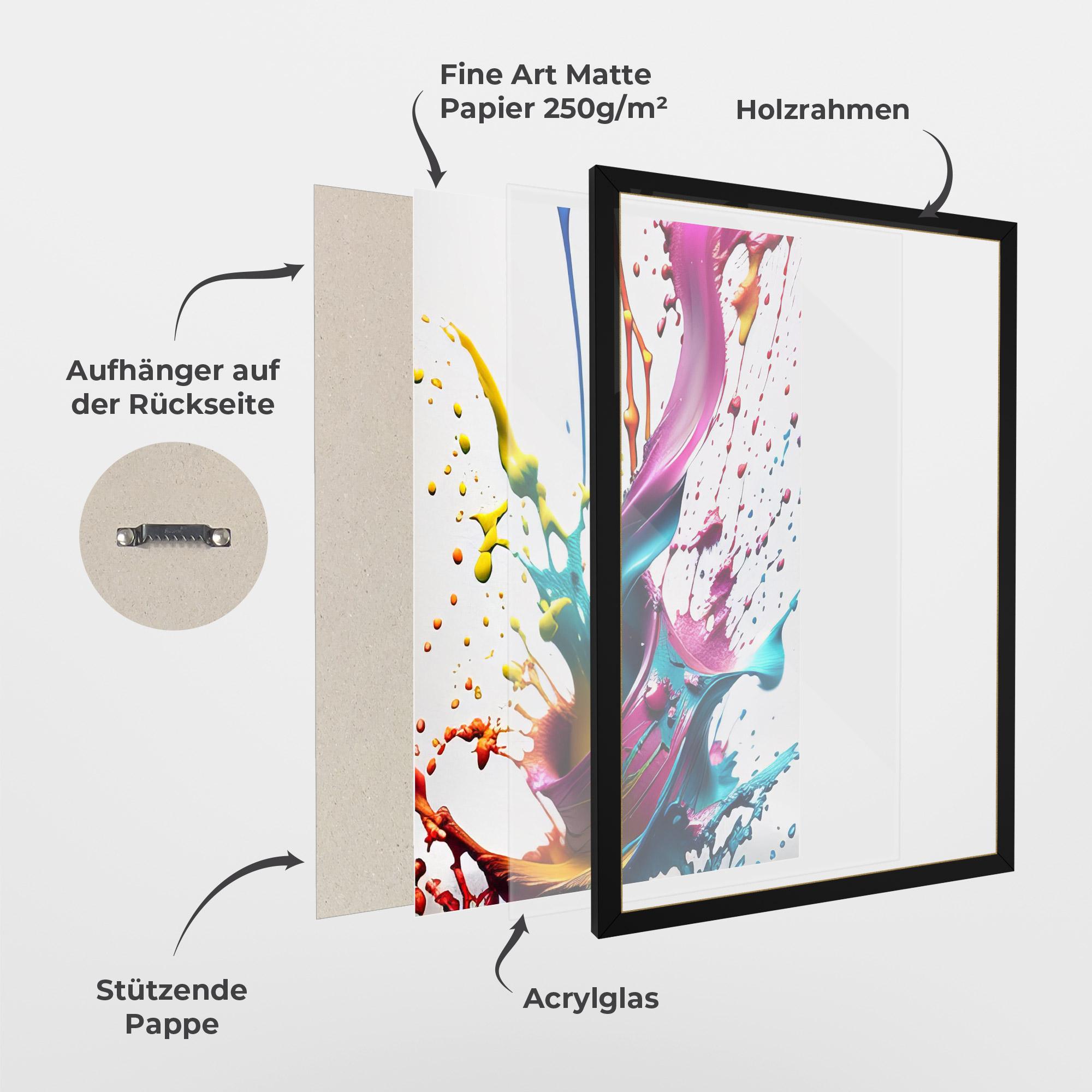 Gerahmte Poster Purple Blue Splash mockup 1