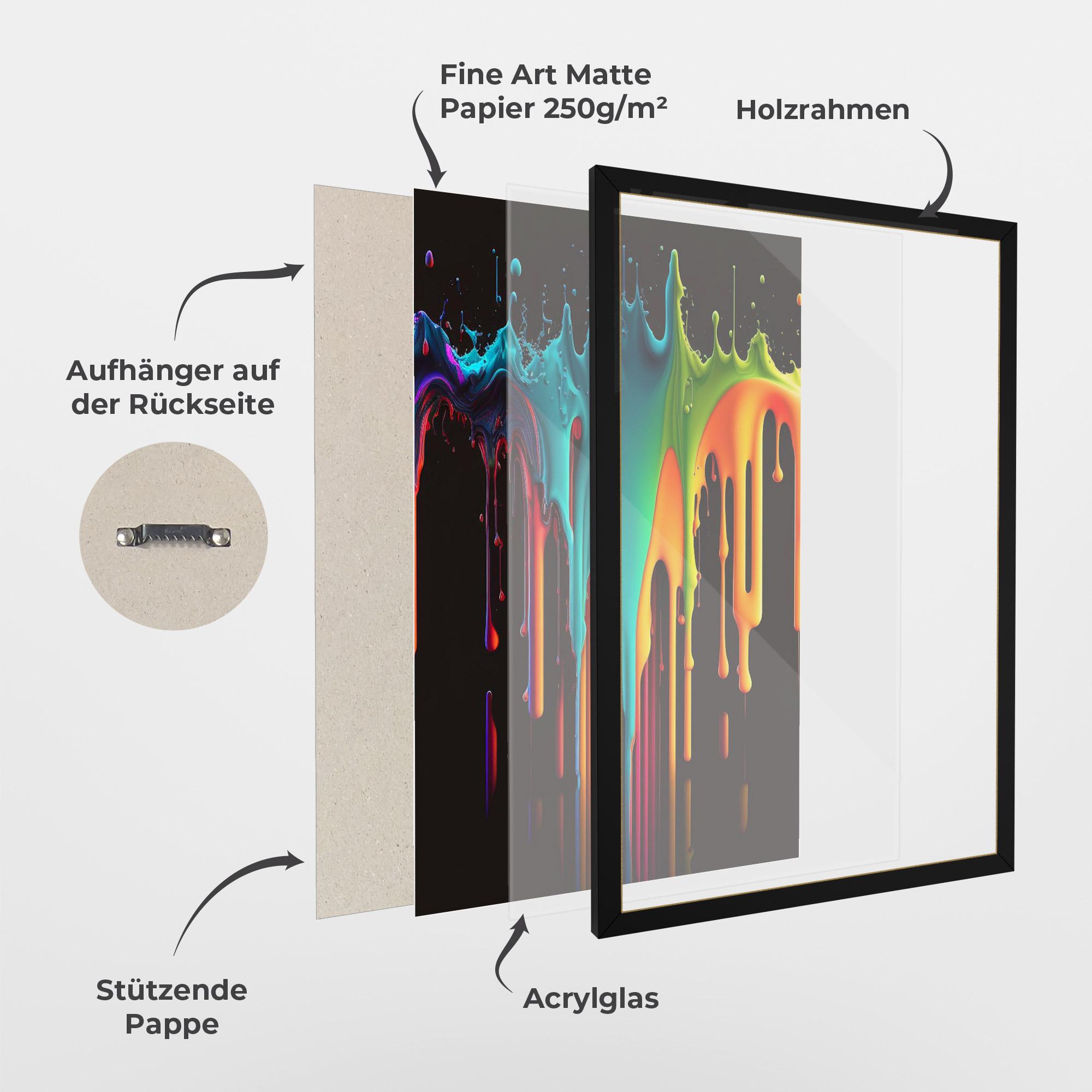 Gerahmte Poster Rainbow Floating Colors mockup 1