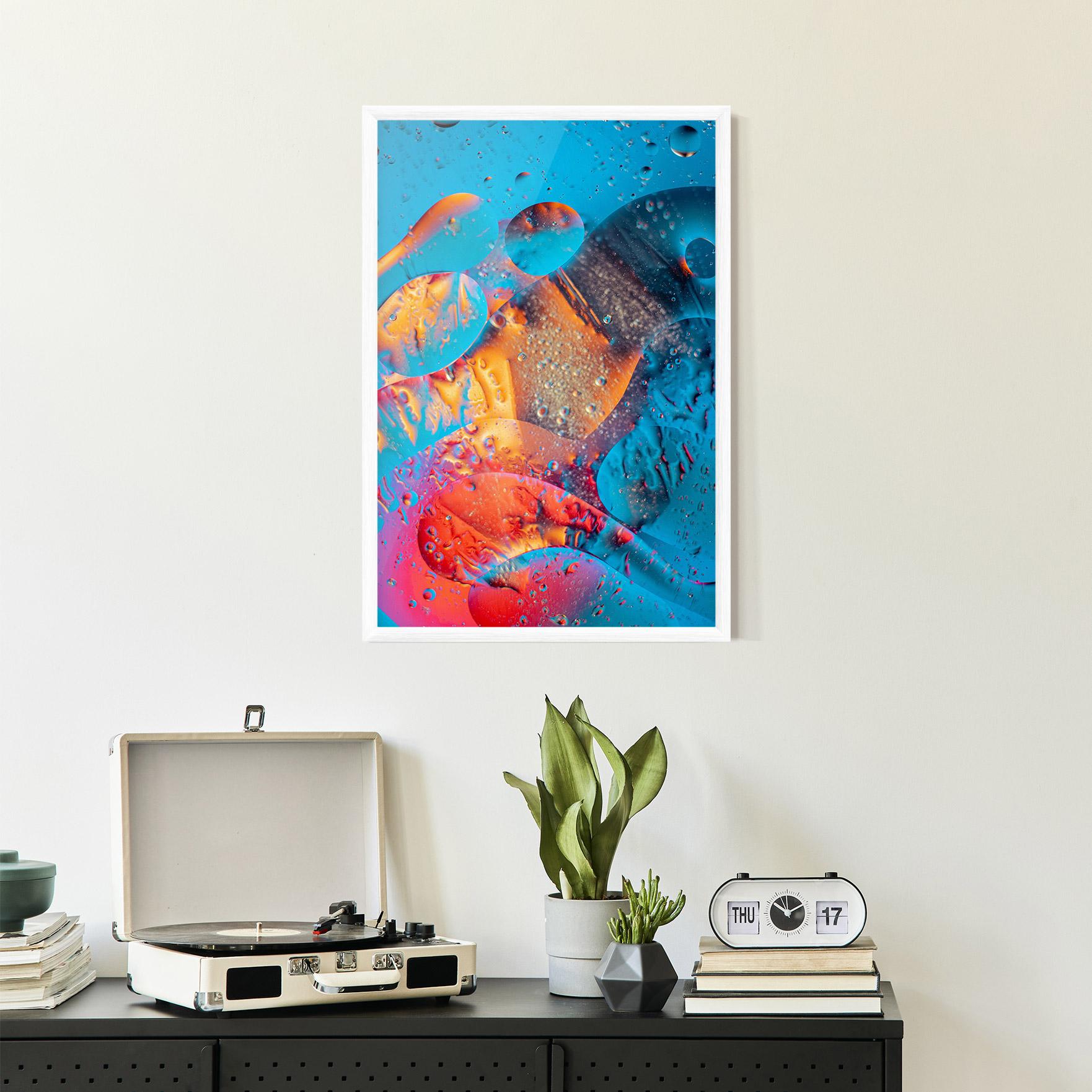 Gerahmte Poster Blue Orange Drops mockup 2