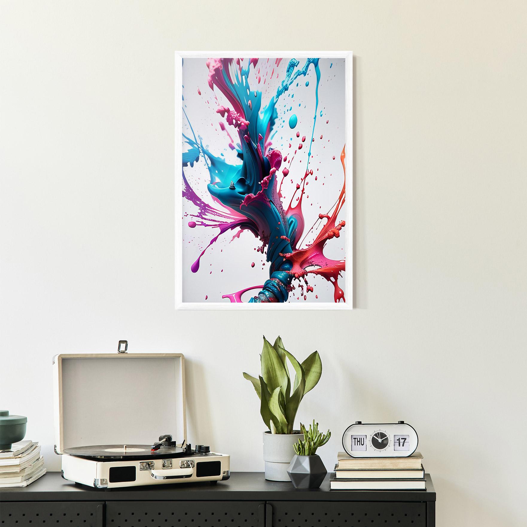 Gerahmte Poster Blue Pink Splash mockup 2