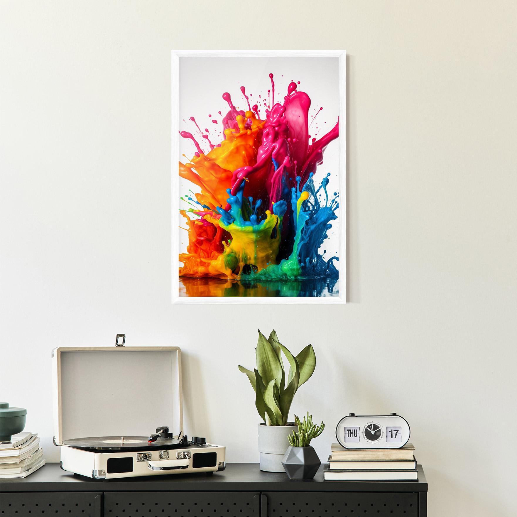Gerahmte Poster Colorful Explosion Paint mockup 2
