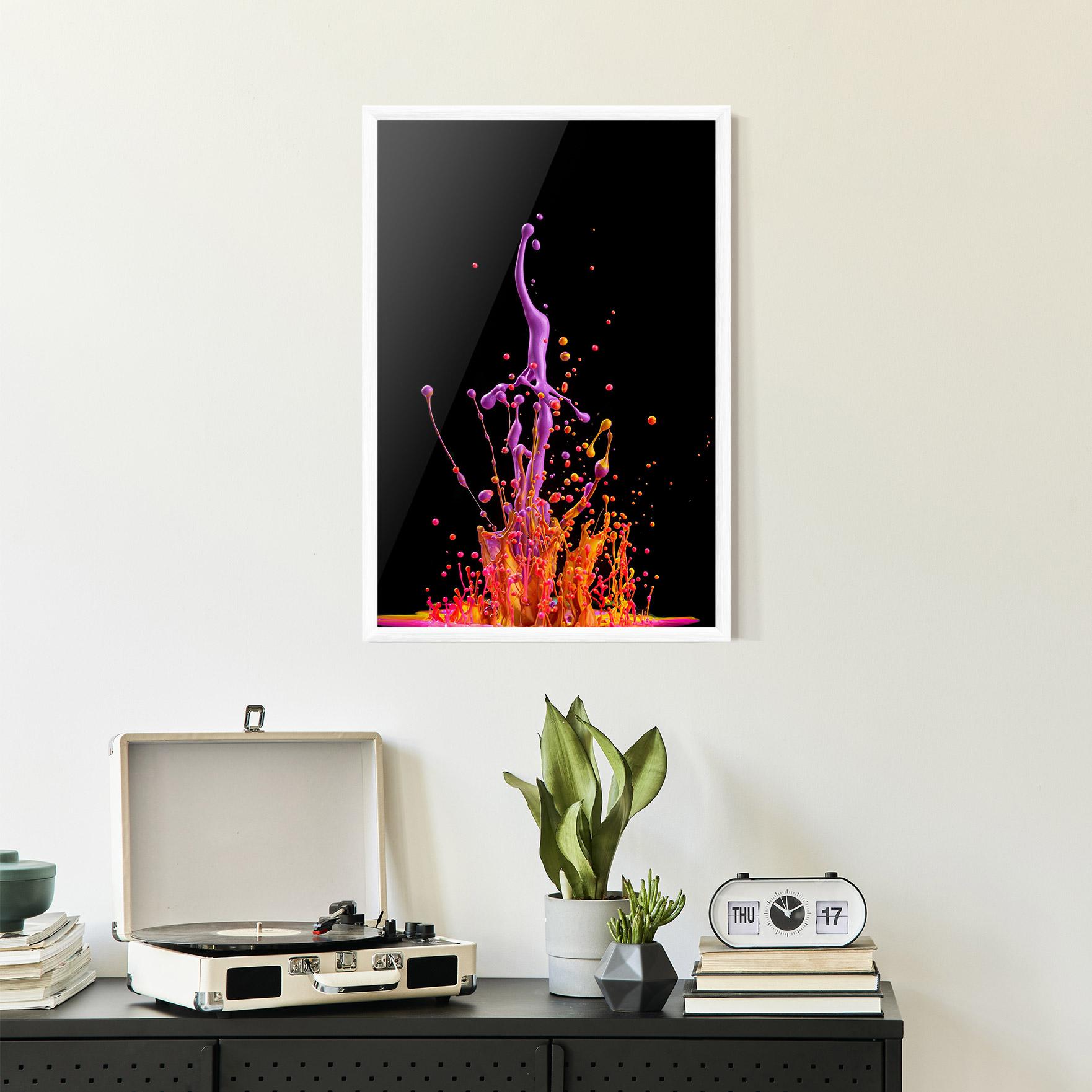 Gerahmte Poster Dancing Colored Paint mockup 2