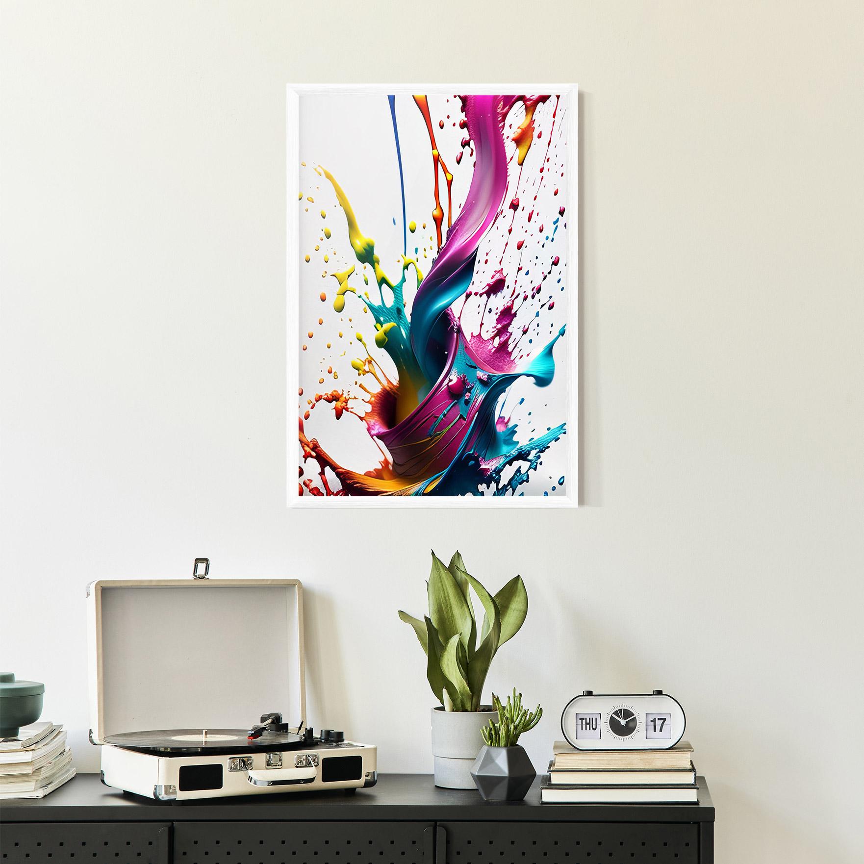 Gerahmte Poster Purple Blue Splash mockup 2