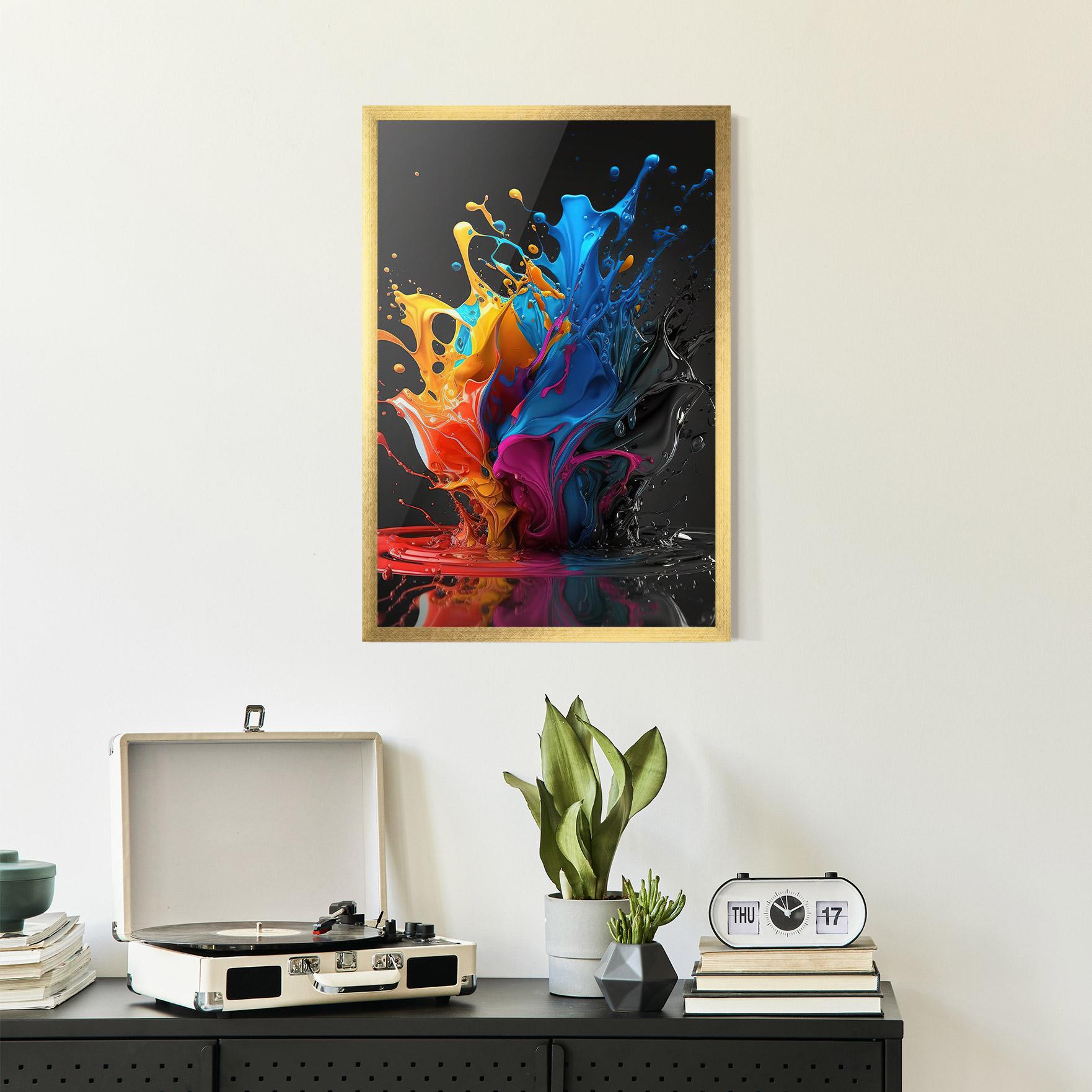 Gerahmte Poster Black Blue Splash mockup 2