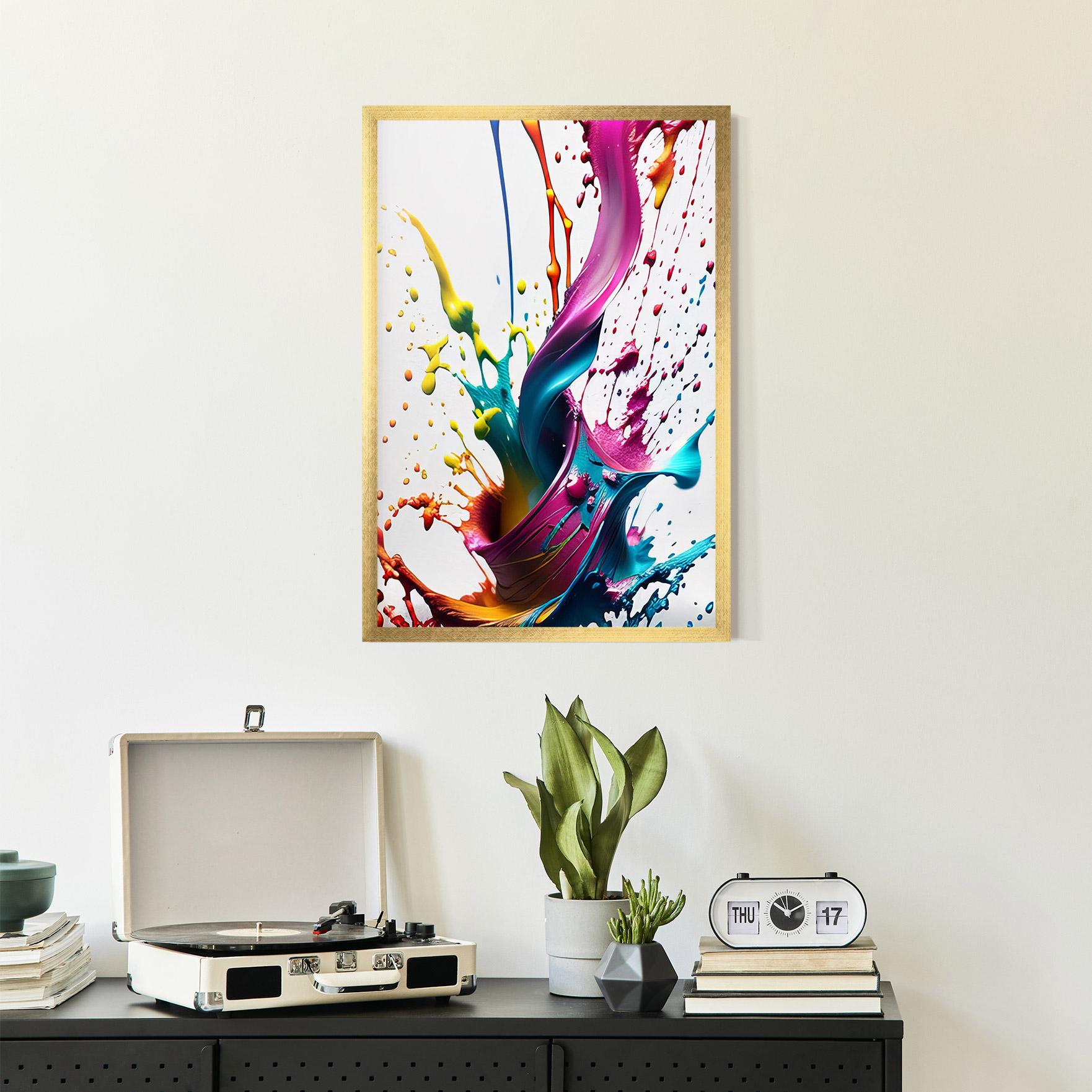 Gerahmte Poster Purple Blue Splash mockup 2